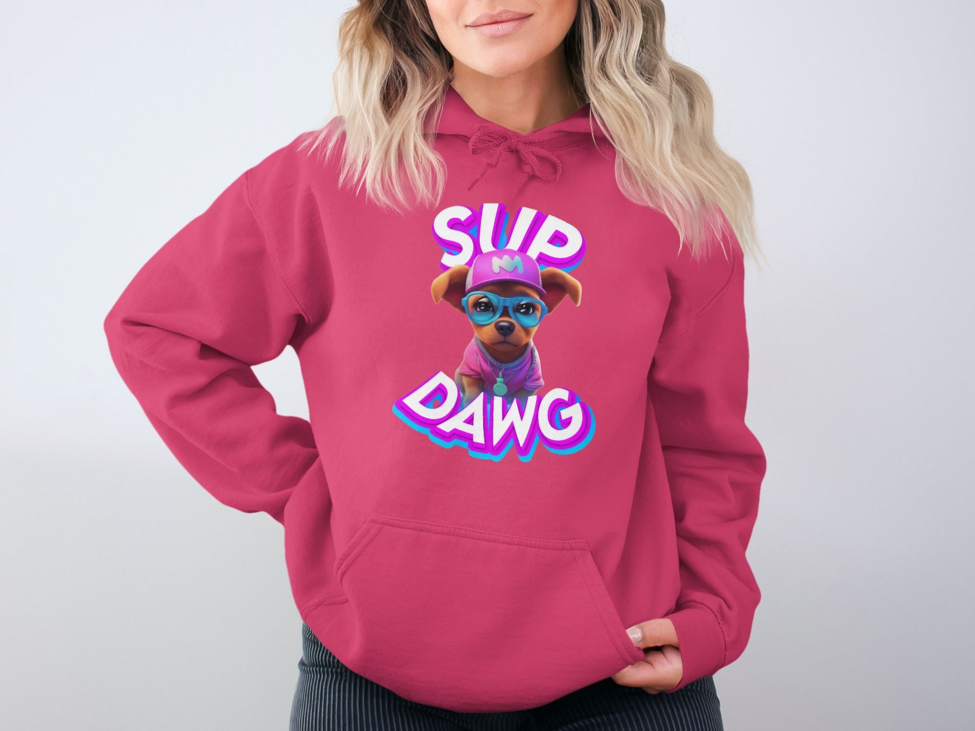 Sup Dawg Graphic Hoodie with Cute Dog Design product type