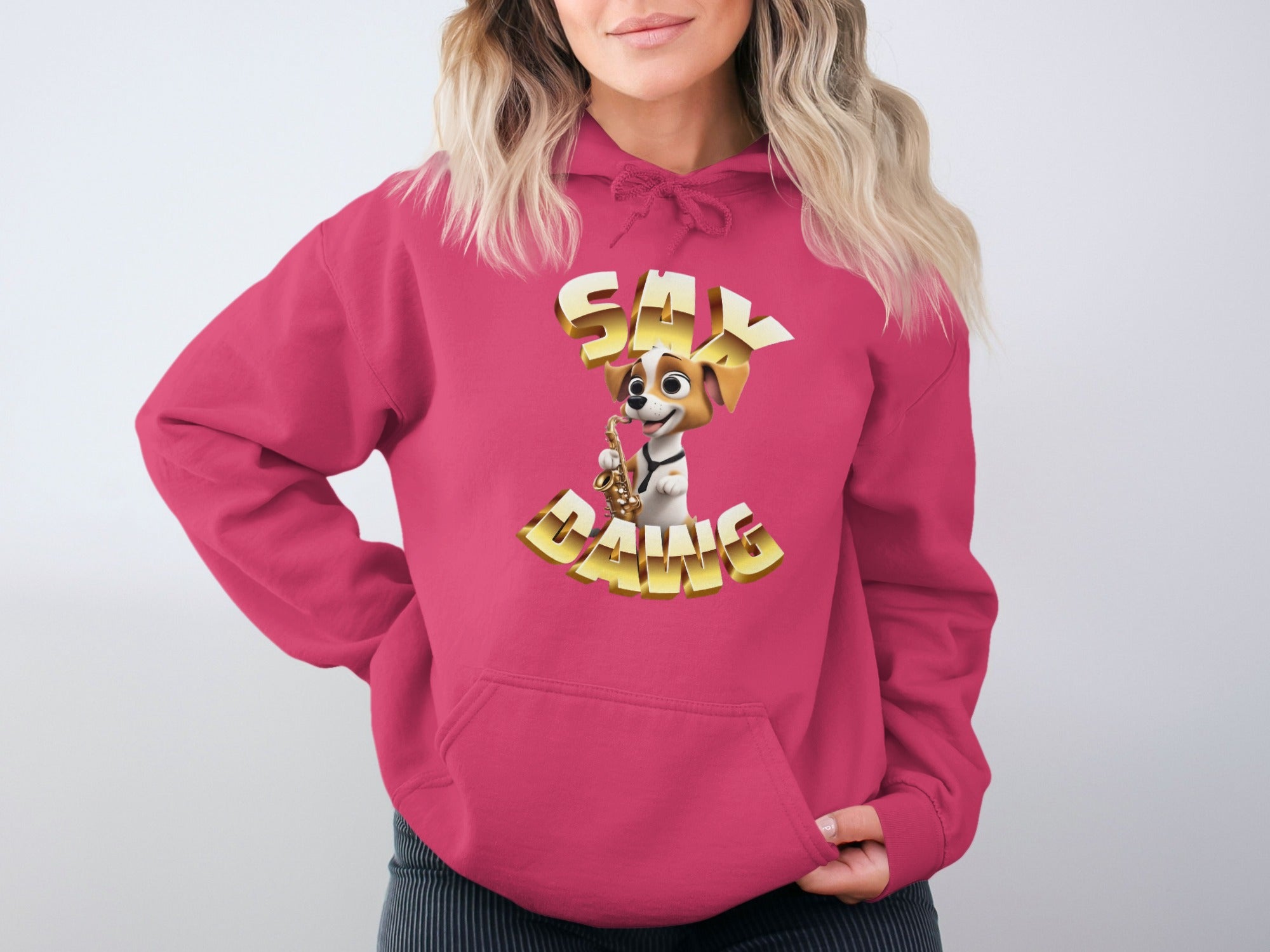 Fun Sax Dawg Graphic Hoodie for Music Lovers