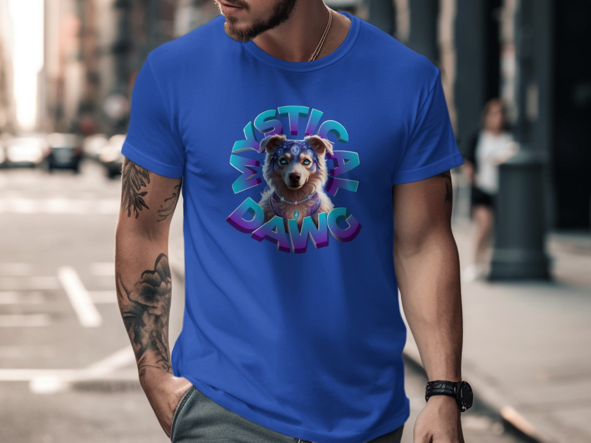 Mystical Dawg Blue Graphic Tee Stylish t-shirt product type