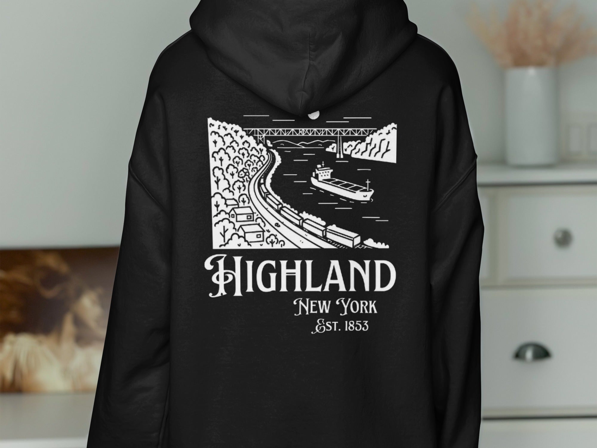 Highland New York Est 1853 Hoodie with Scenic Design
