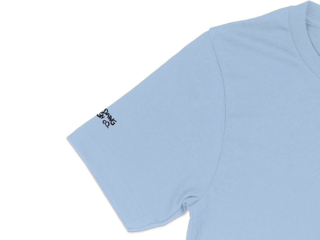 Unique Light Blue Casual Graphic Sleeve T-shirt