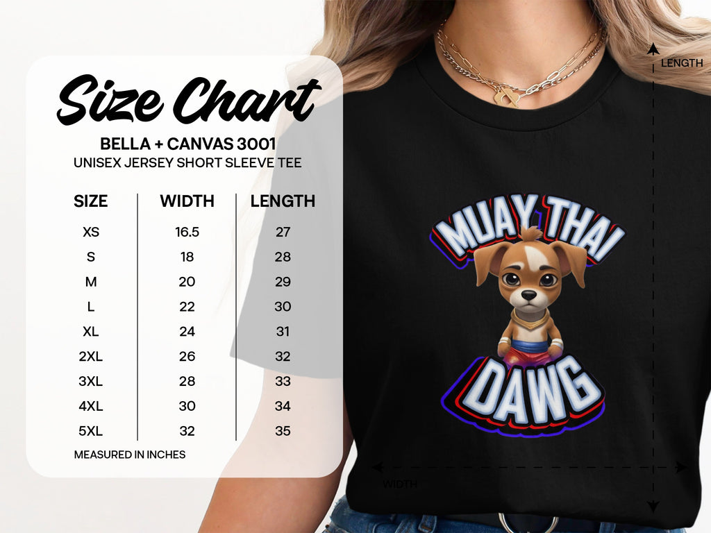 Muay Thai Dawg Graphic Tee with Size Chart