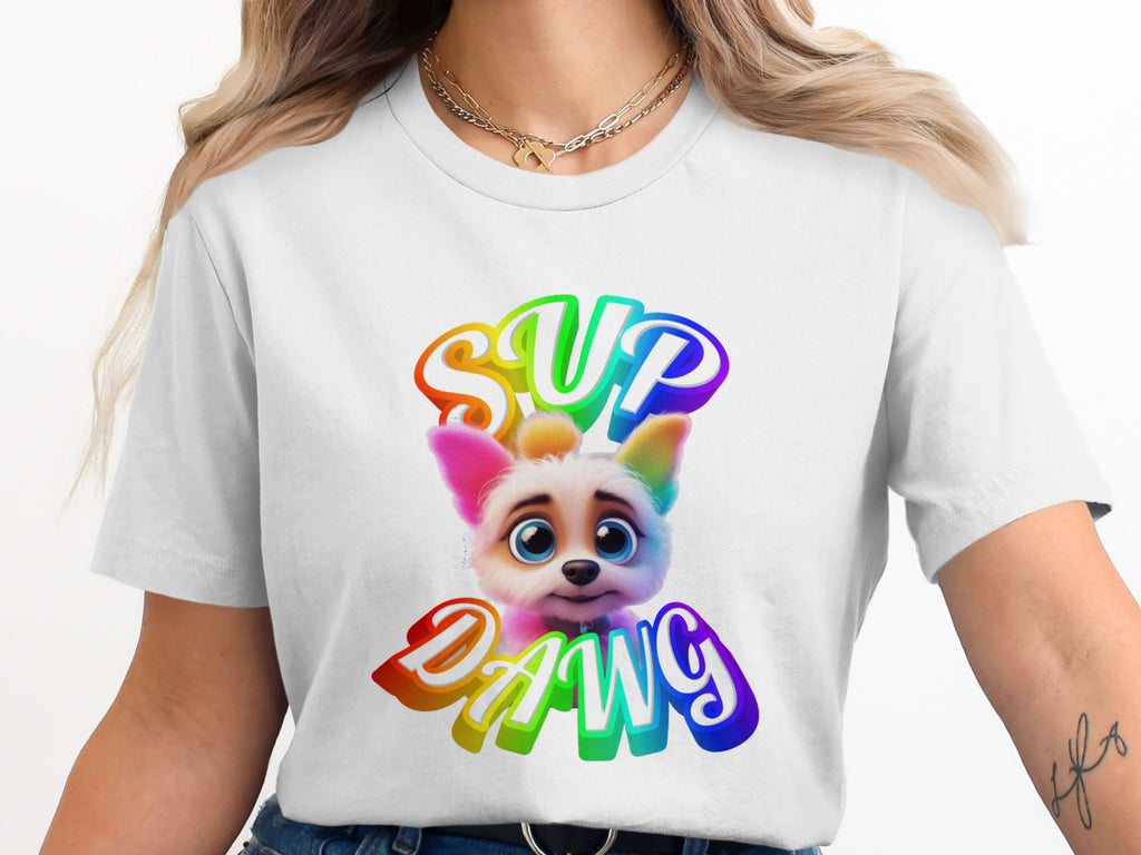 Colorful Sup Dawg Cartoon Graphic T-Shirt product