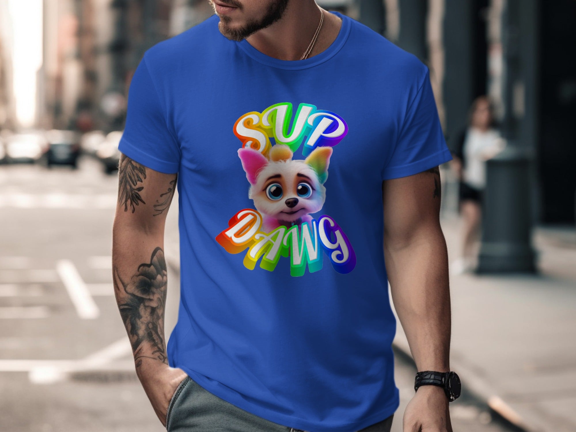 Sup Dawg Colorful Cartoon Dog T-shirt product type