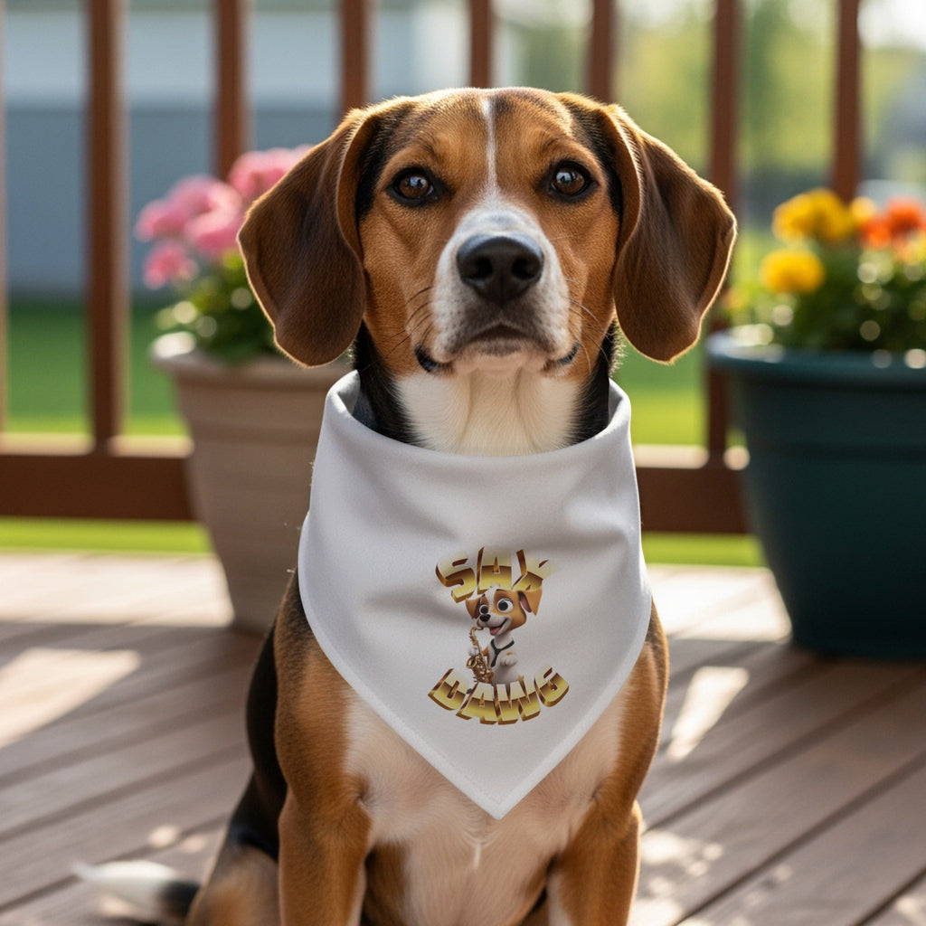 Cute Dog Wearing White Stay Wild Bandana product type