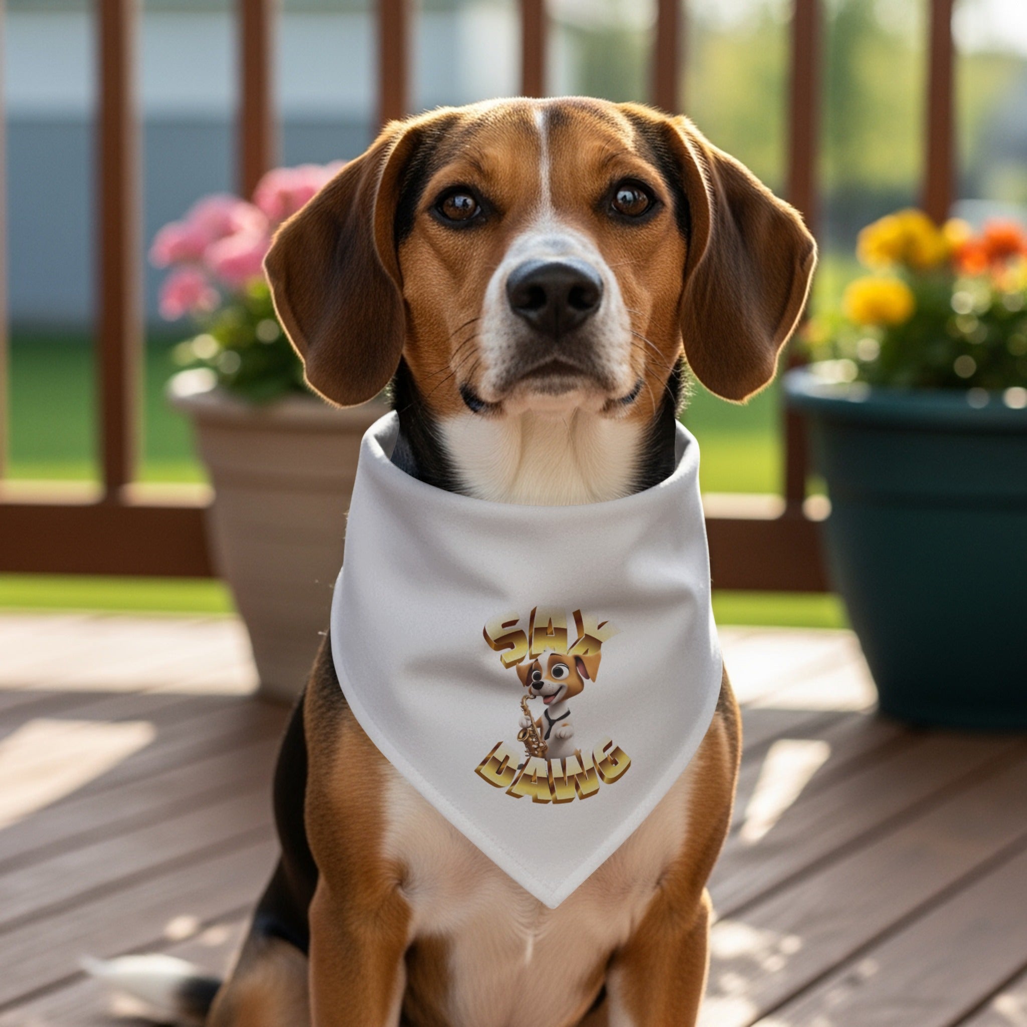 Cute Dog Wearing White Stay Wild Bandana product type
