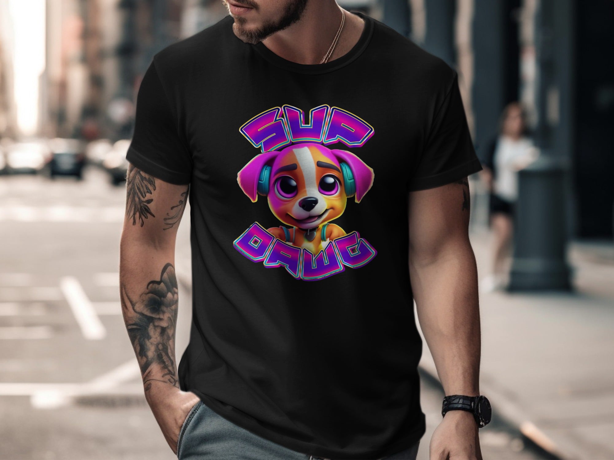 Sup Dawg Cute Colorful Puppy Men's T-shirt product