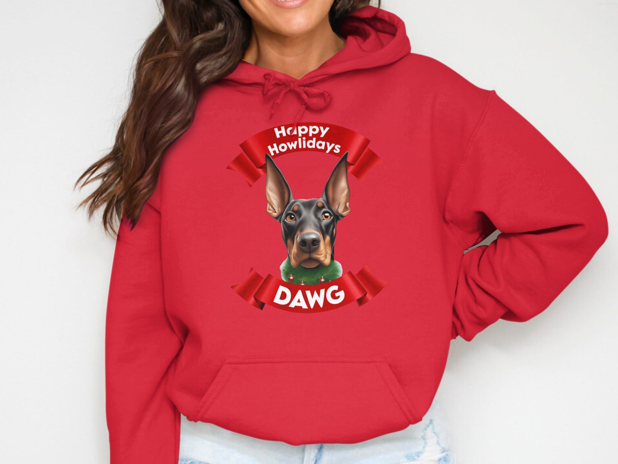 Happy Howlidays Dawg Hoodie with Dog Graphic