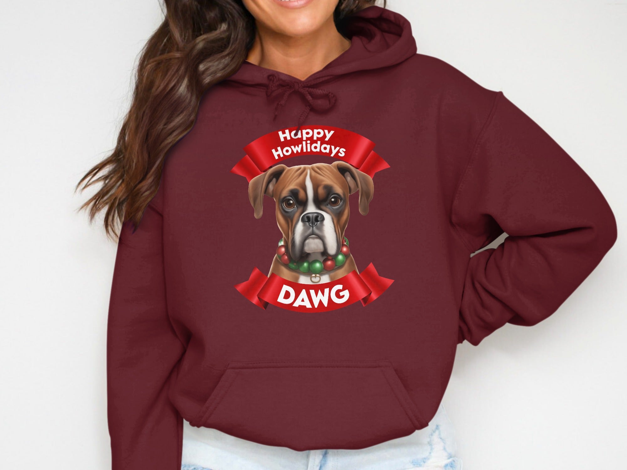 Happy Howlidays Dawg Print Hoodie for Dog Lovers