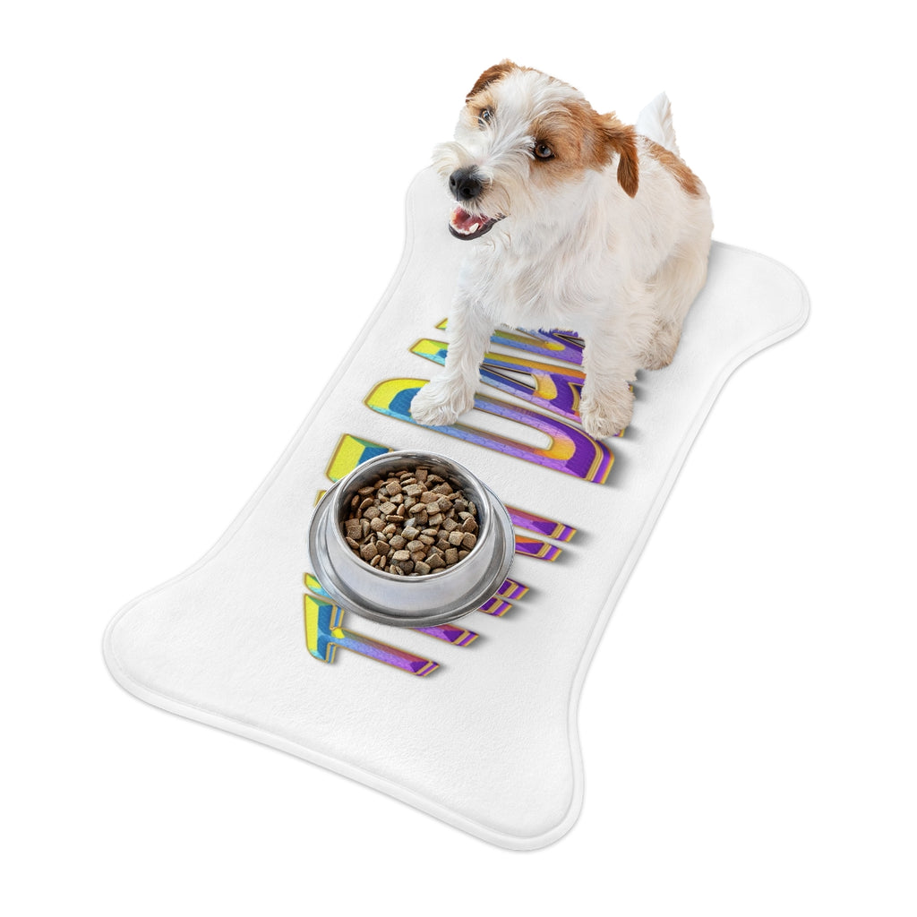 Rainbow Holographic Design Dog Bone Shape Pet Feeding Mat