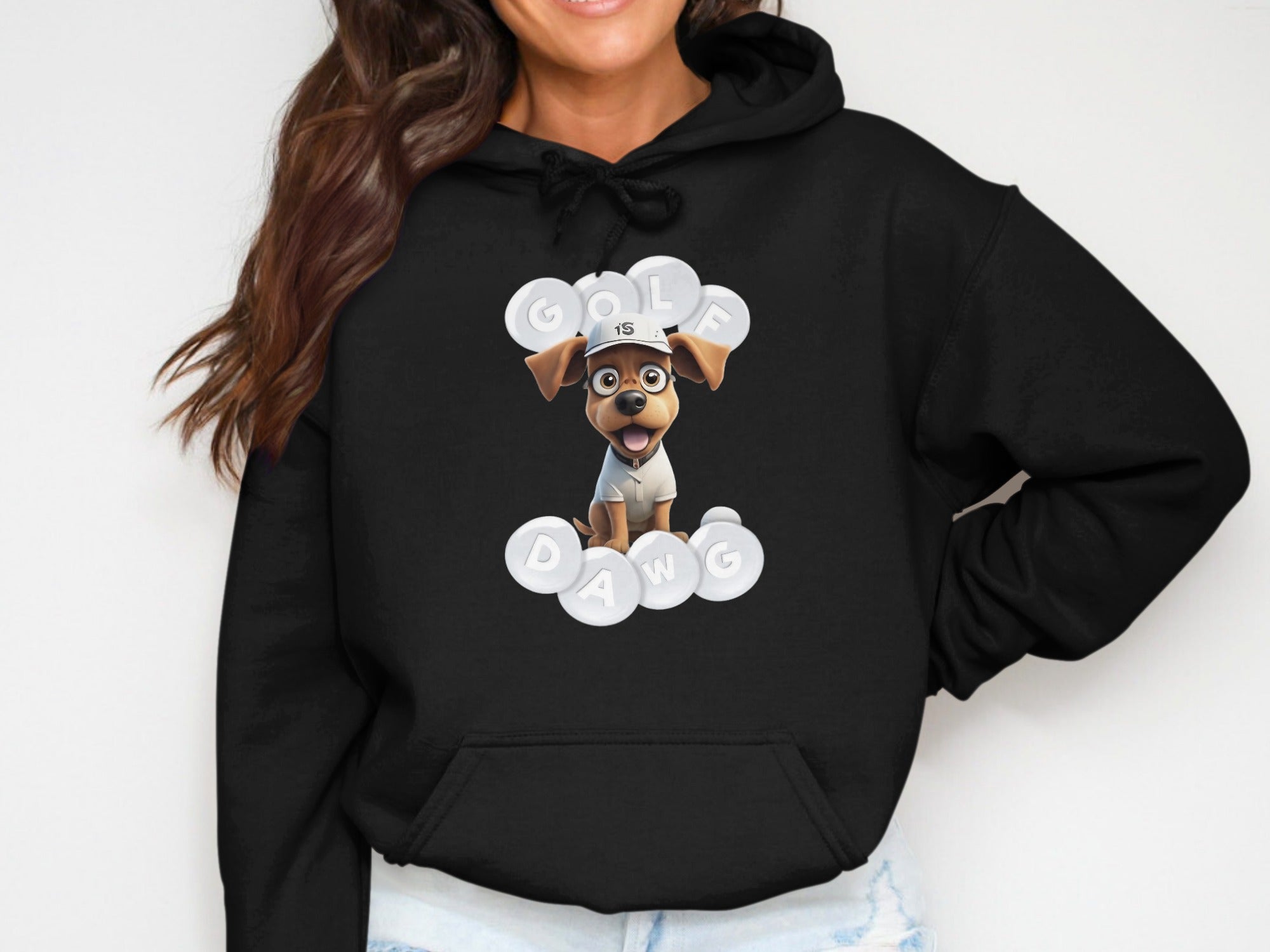 Golf Dawg Hoodie with Cute Cartoon Dog Design