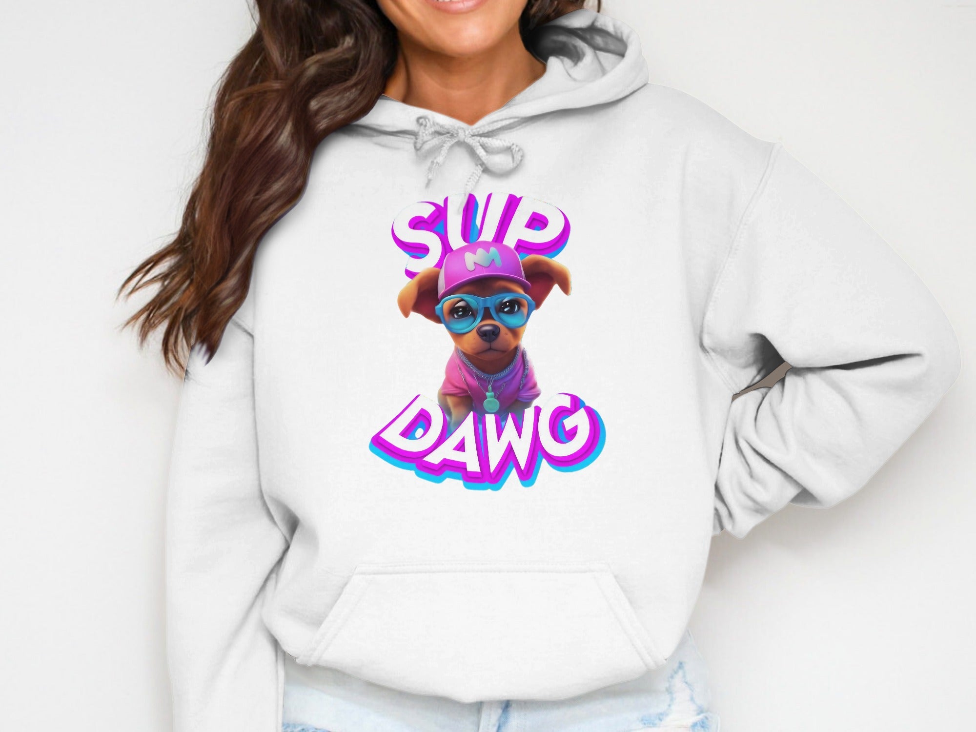 Sup Dawg Cute Dog Print Hoodie product type