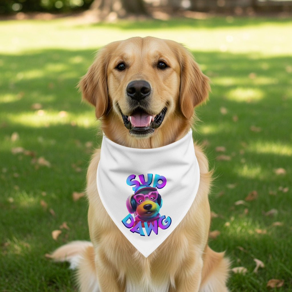 Adorable Dog Wearing Sup Dawg Bandana product type