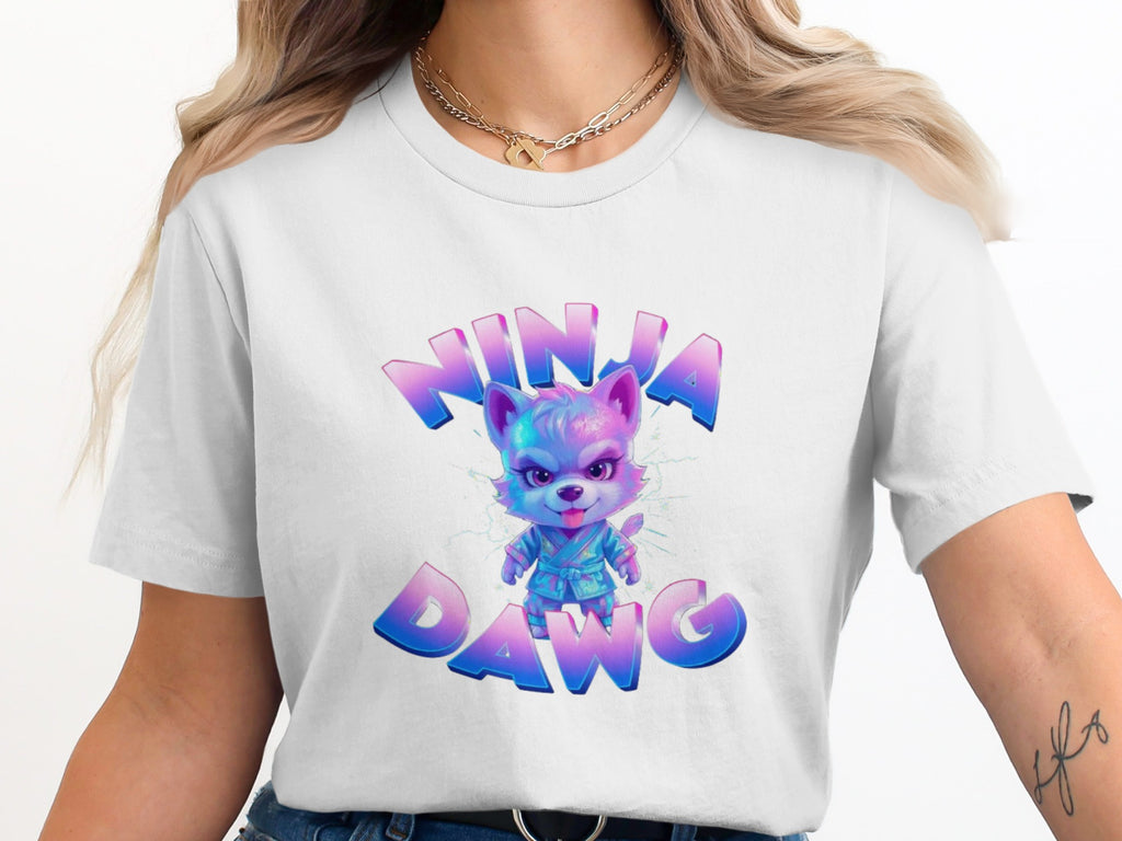 Ninja Dawg Graphic Teal and Purple Animal T-shirt product