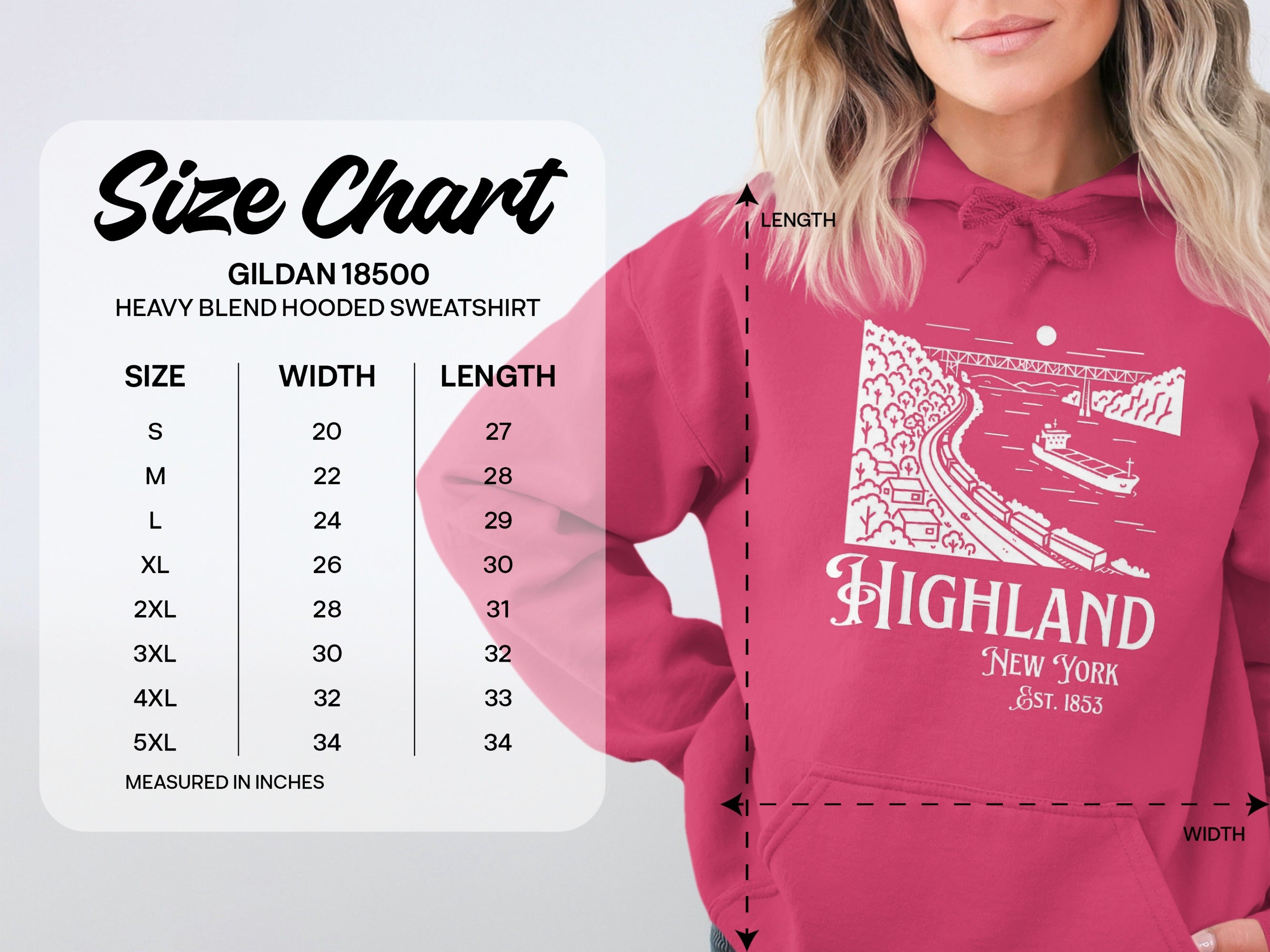 Highland New York Est 1853 Gildan 18500 Hooded Sweatshirt