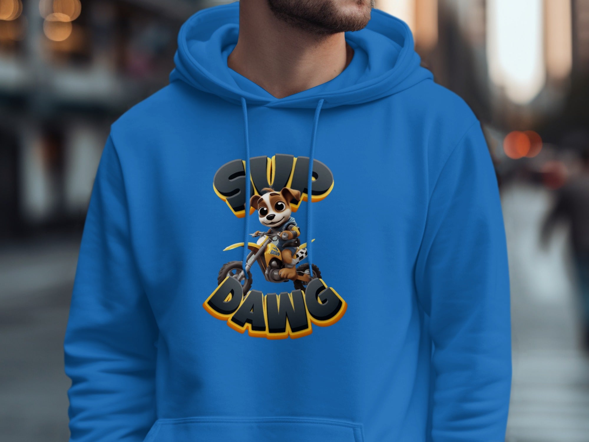 Sup Dawg Hoodie with Adorable Cartoon Print