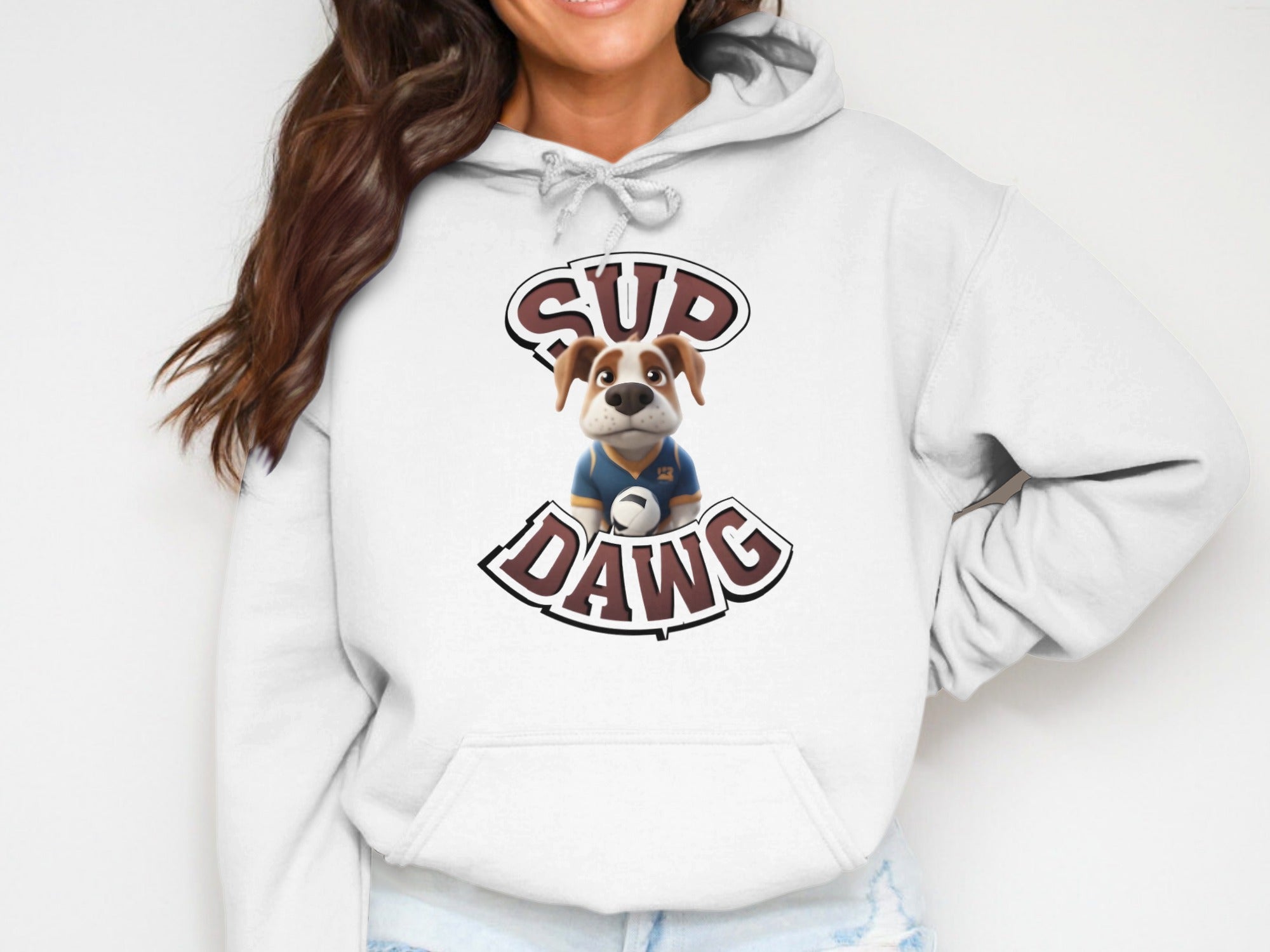 Sup Dawg Hoodie with Cute Bulldog Graphic Design