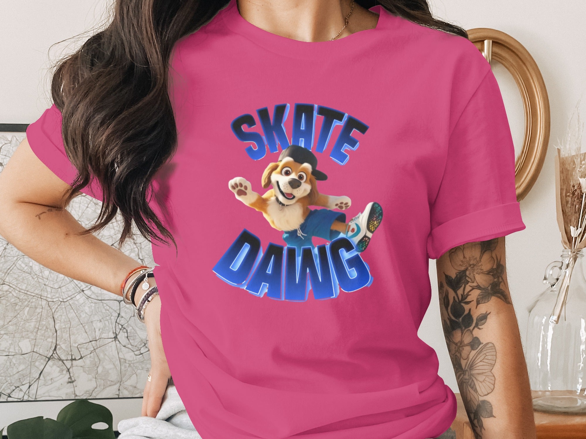 Skate Dawg Cool Cartoon Graphic Tee Shirt