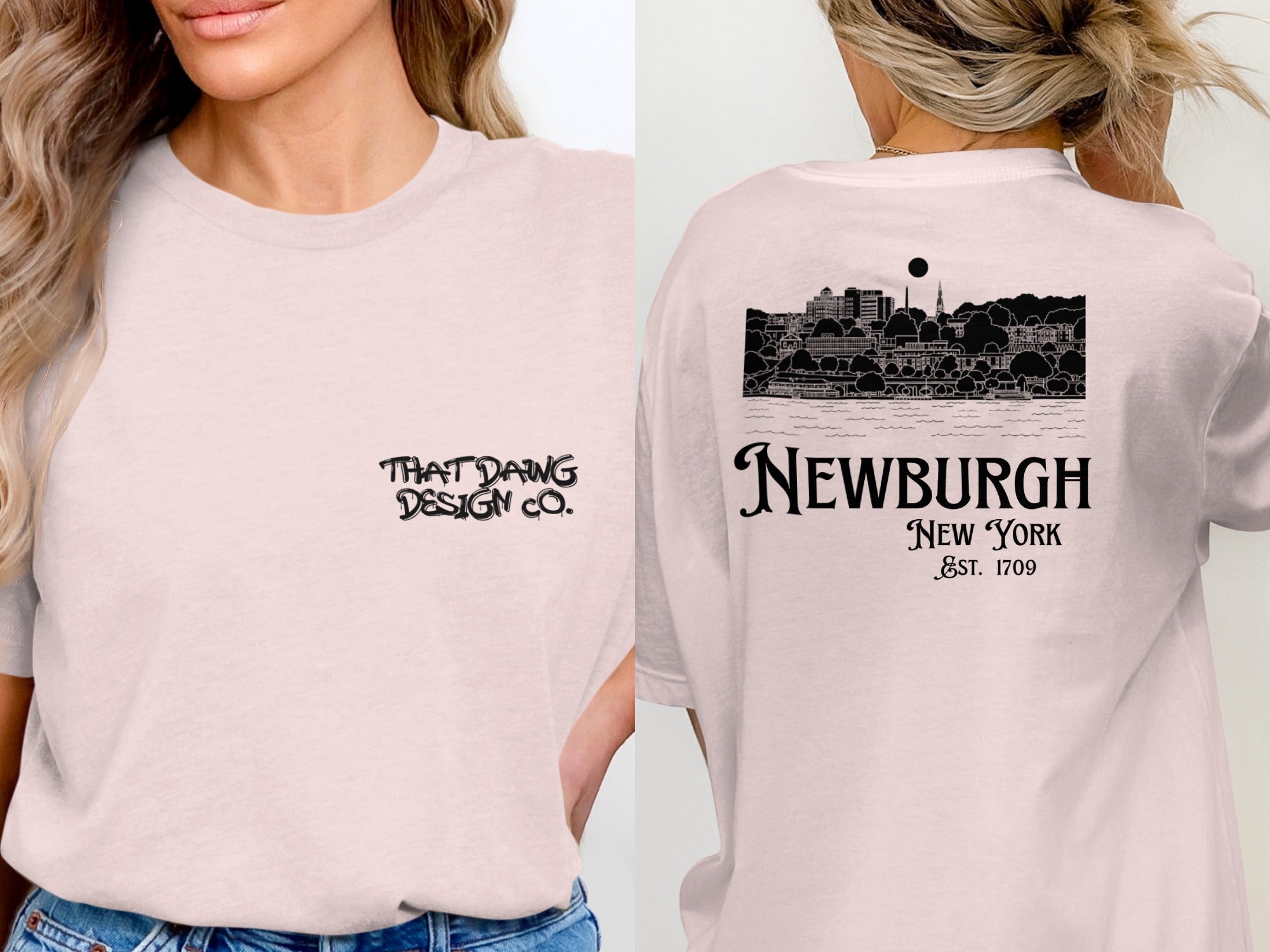 Fashionable Tee with Newburgh New York Print