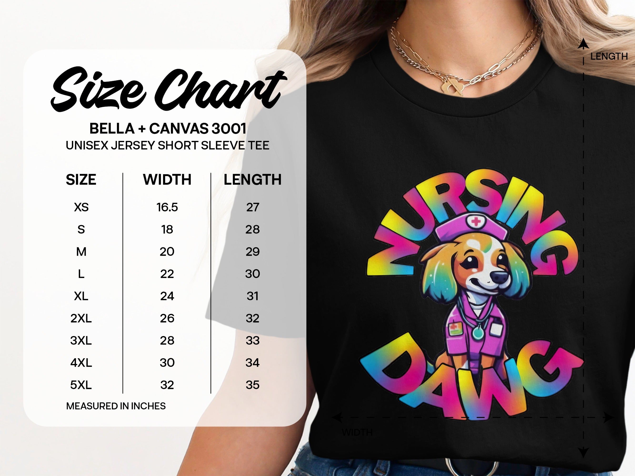 Trendy Colorful Graphic Nurse Dog T-shirt product type