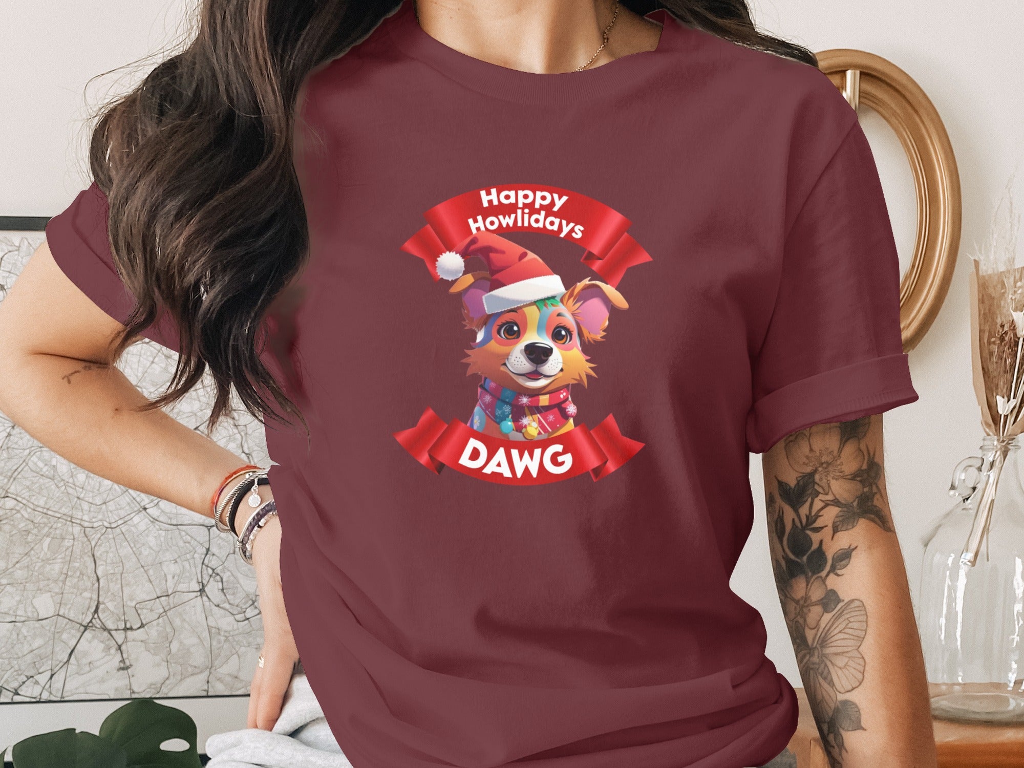 Happy Howlidays Dawg Festive T-Shirt for Dog Lovers