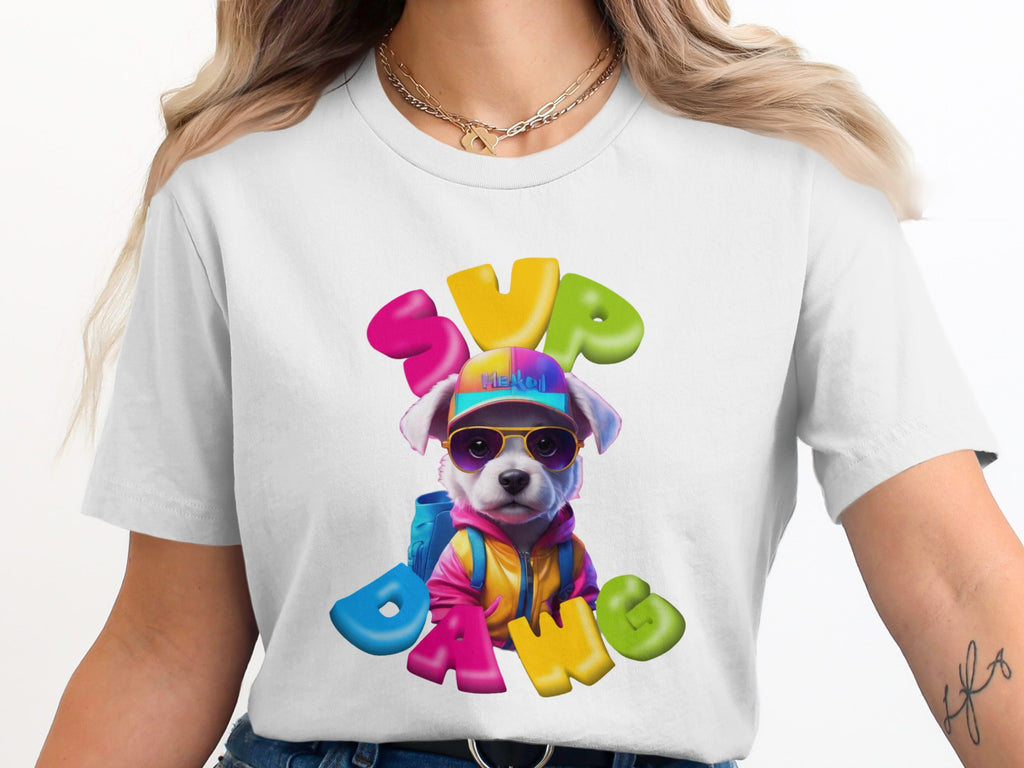Sup Dawg Graphic Tee Vibrant Cartoon Dog T-Shirt product type