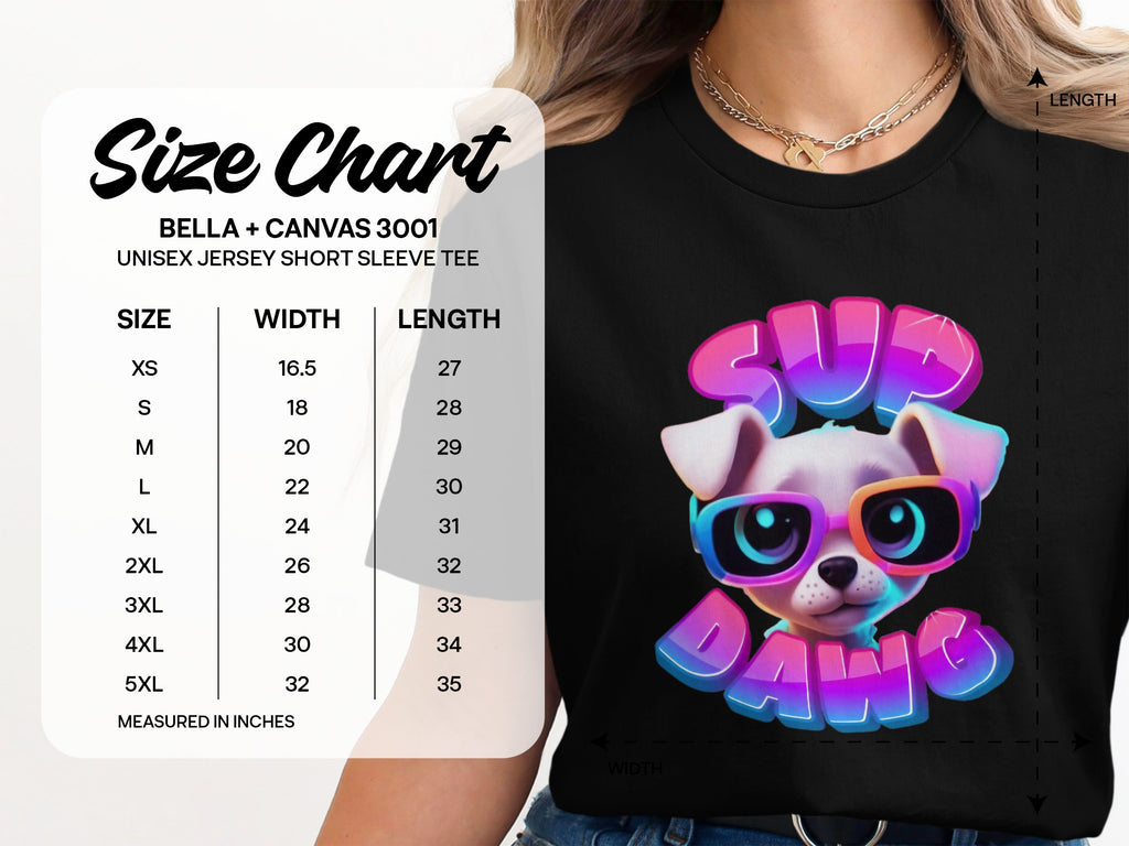 Sup Dawg Graphic Tee Size Chart T-Shirt product type