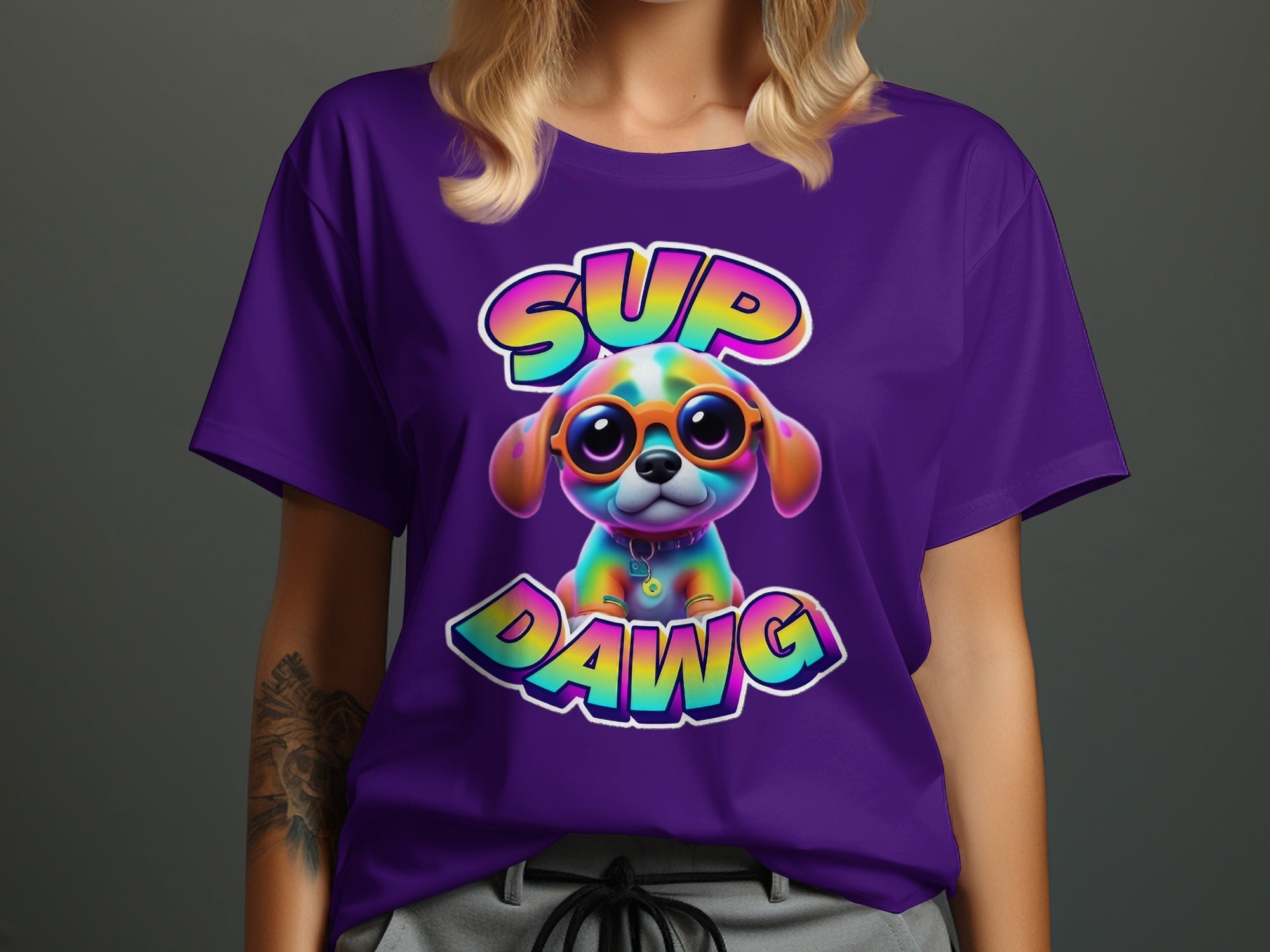 Sup Dawg Rainbow Puppy Graphic T-Shirt product