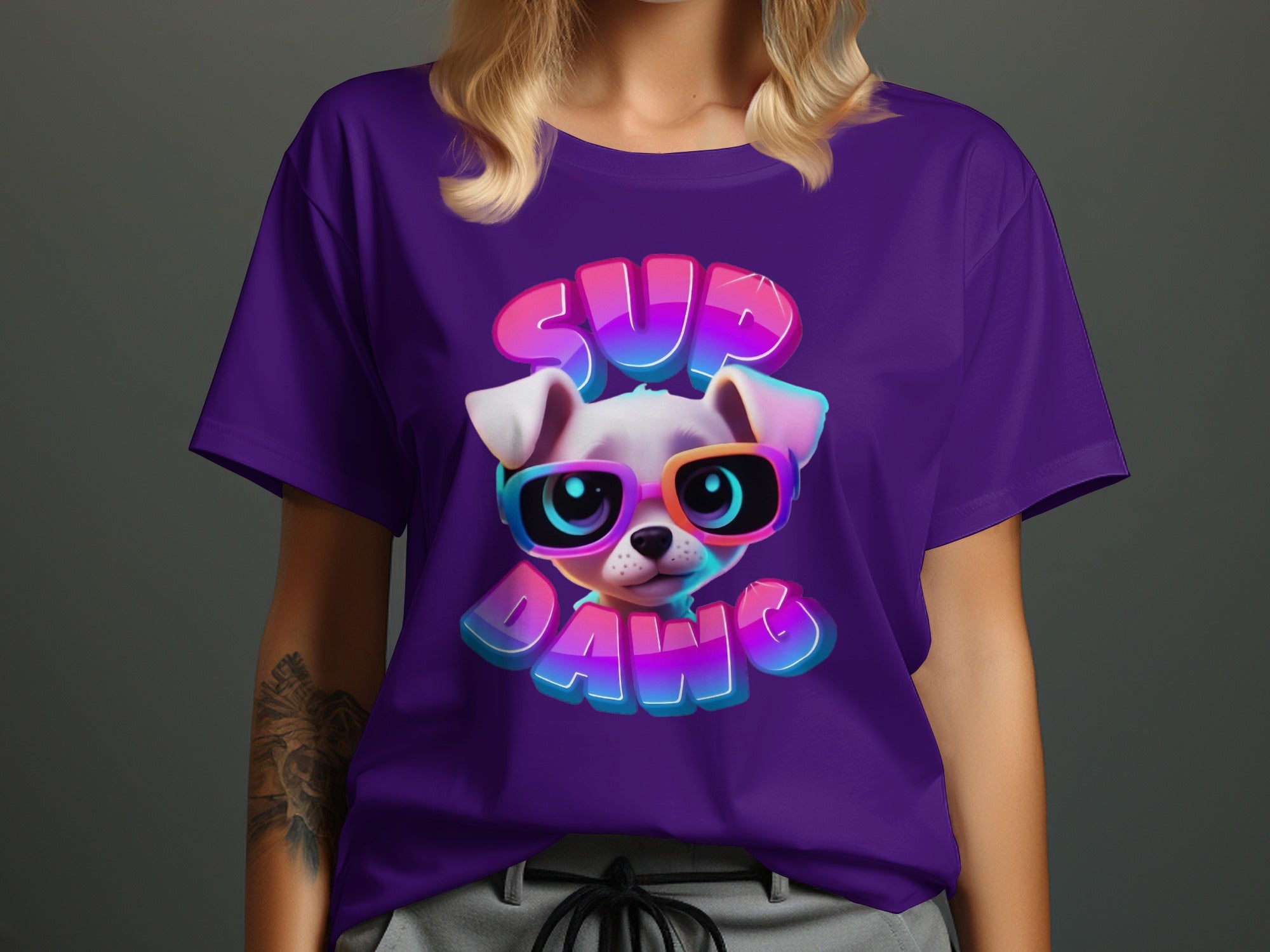 Sup Dawg Cute Puppy Design Graphic T-shirt product type