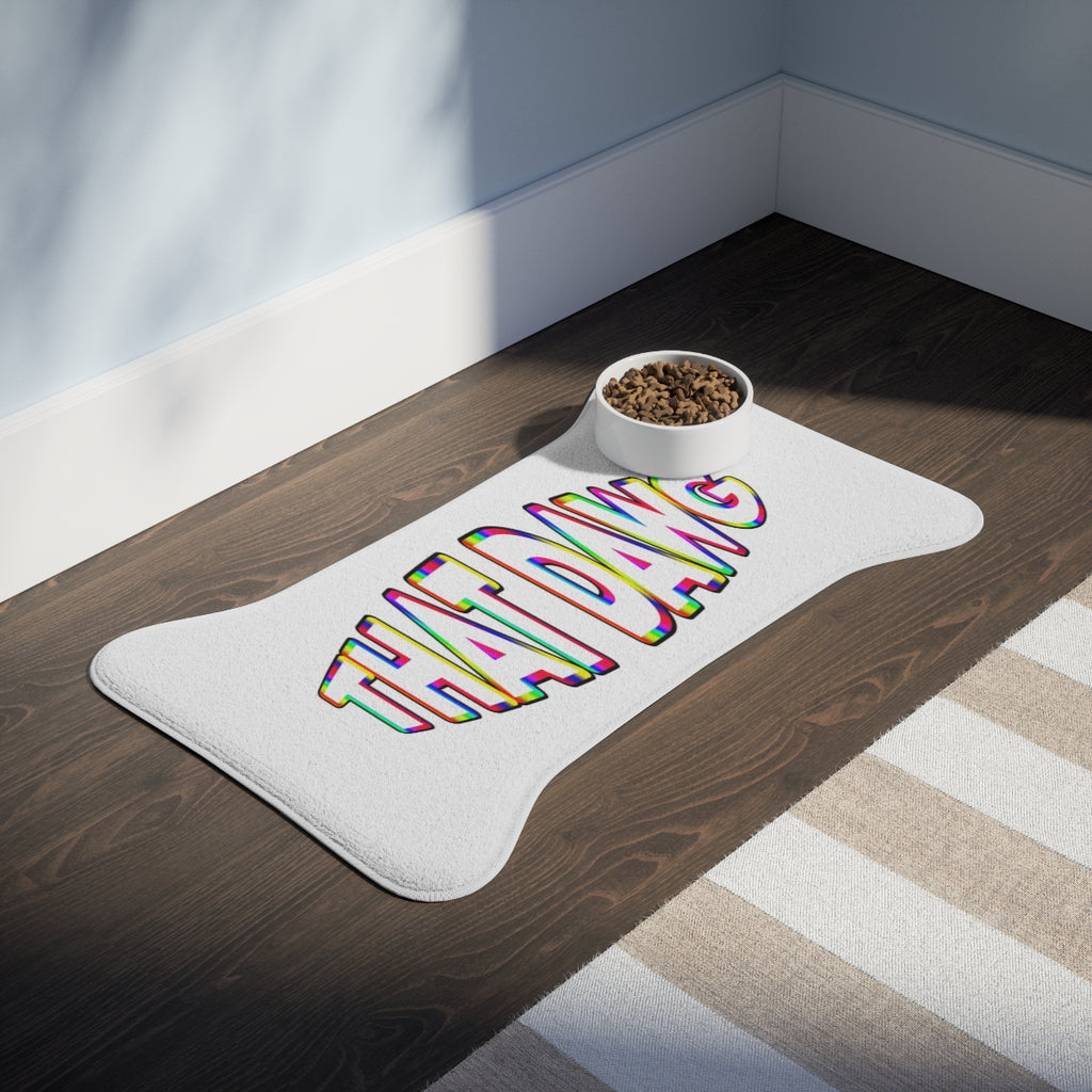 Colorful 'That Dawg' Pet Bowl Mat for Stylish Feeding Area