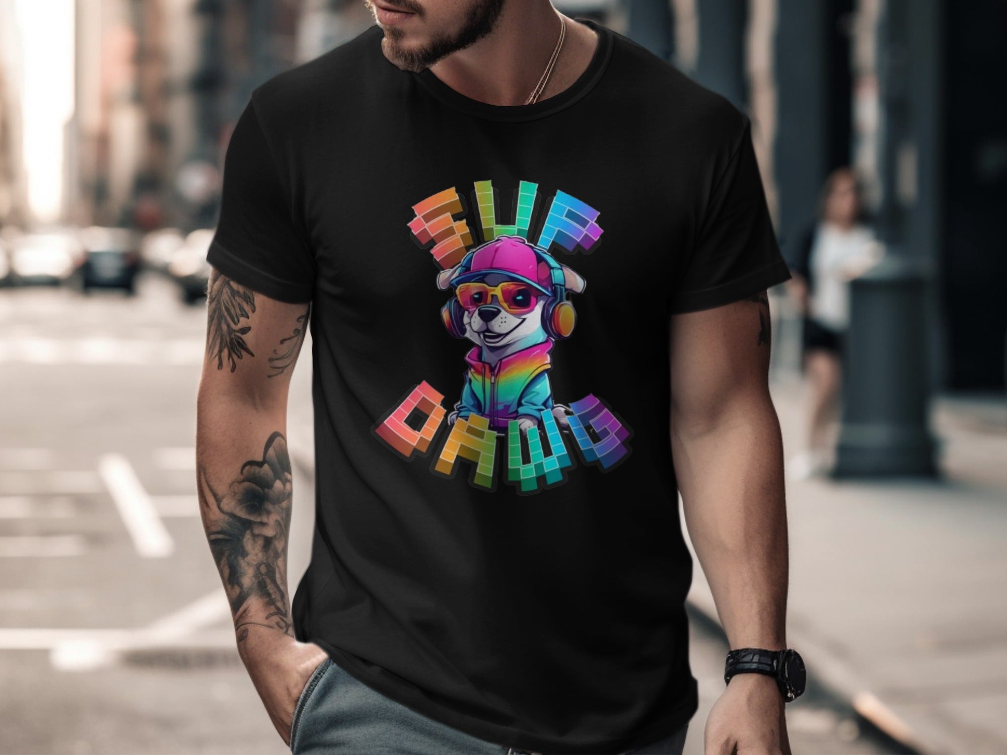 Retro Cool Dog Graphic Print T-Shirt product type