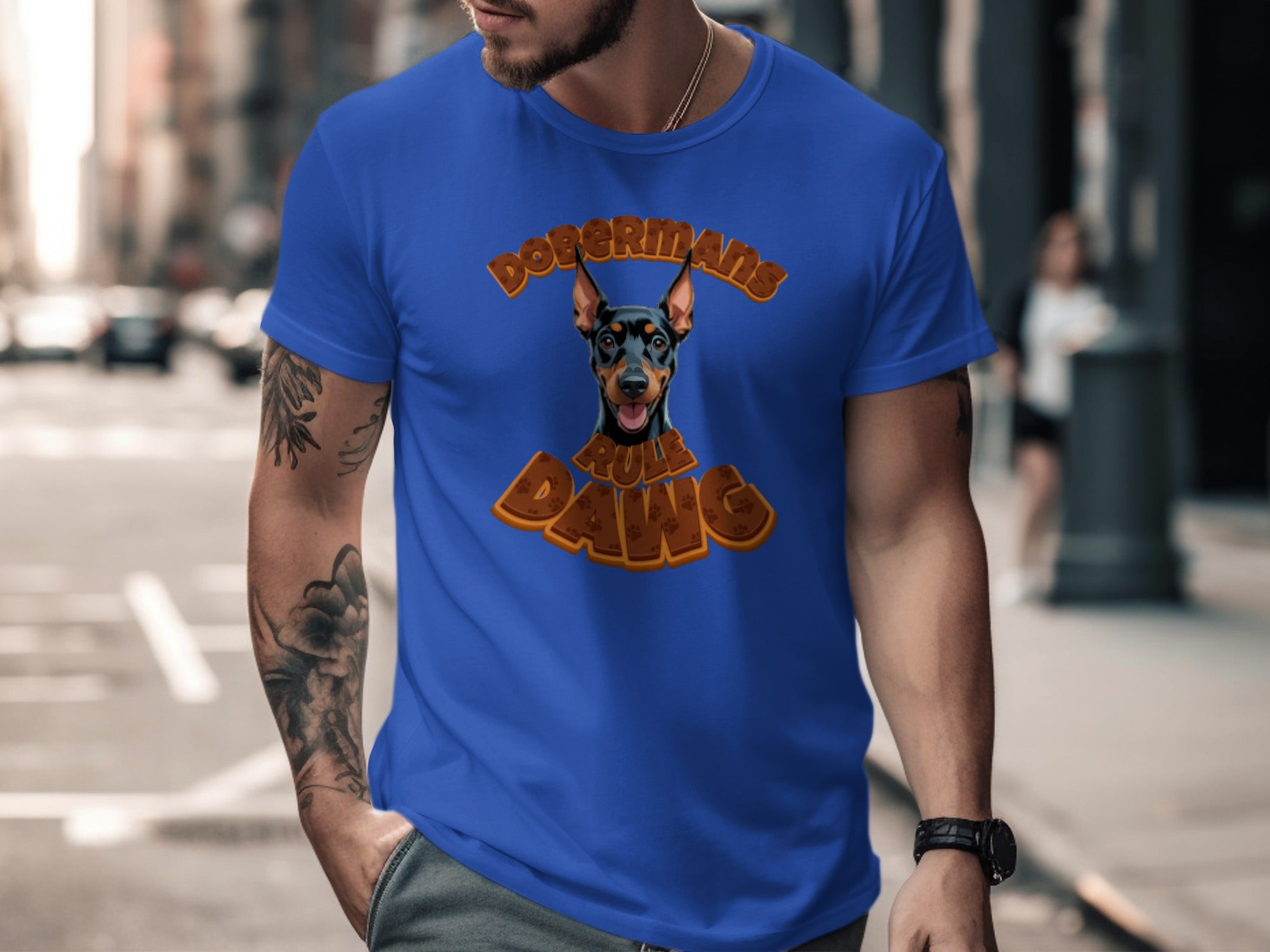 Dobermans Rule Dawg Graphic T-Shirt Retro Style