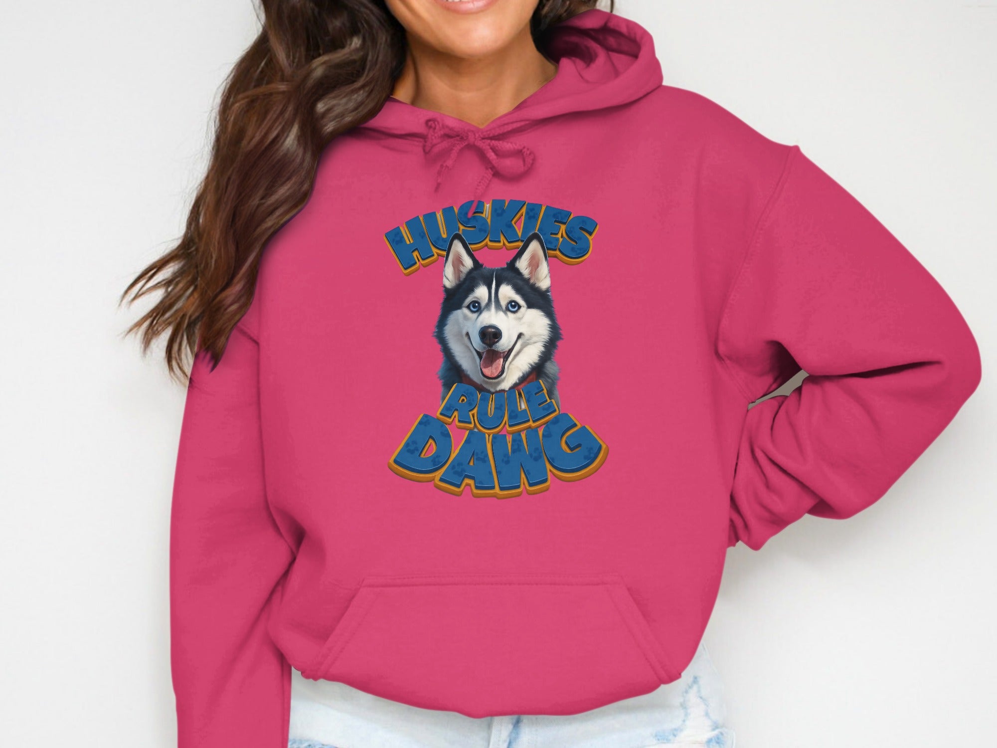 Huskies Rule Dawg Design Long Sleeve Hoodie