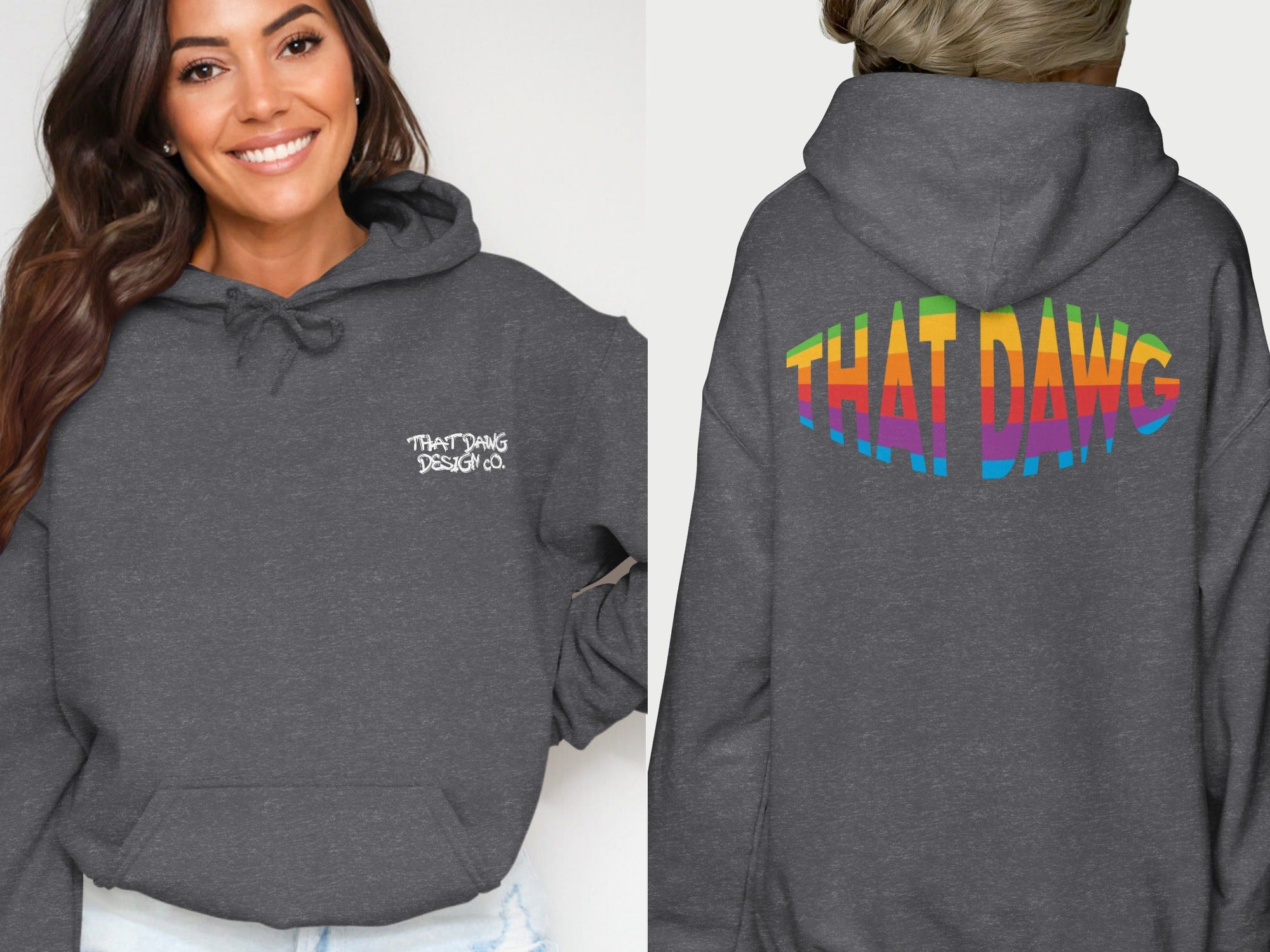 THAT DAWG Rainbow Print Gray Hooded Sweatshirt product