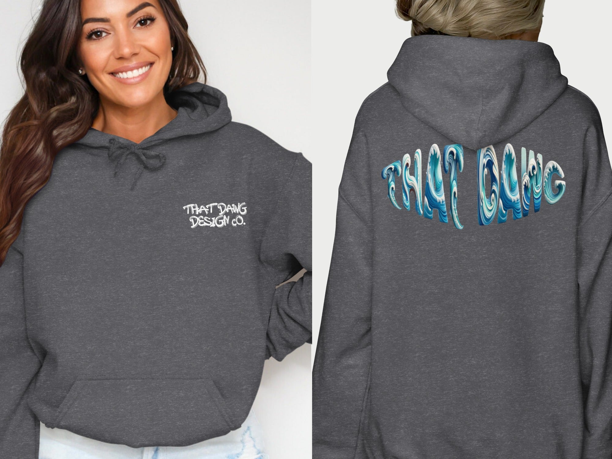 Trendy Dark Gray Hoodie with That Dang Design Product Type