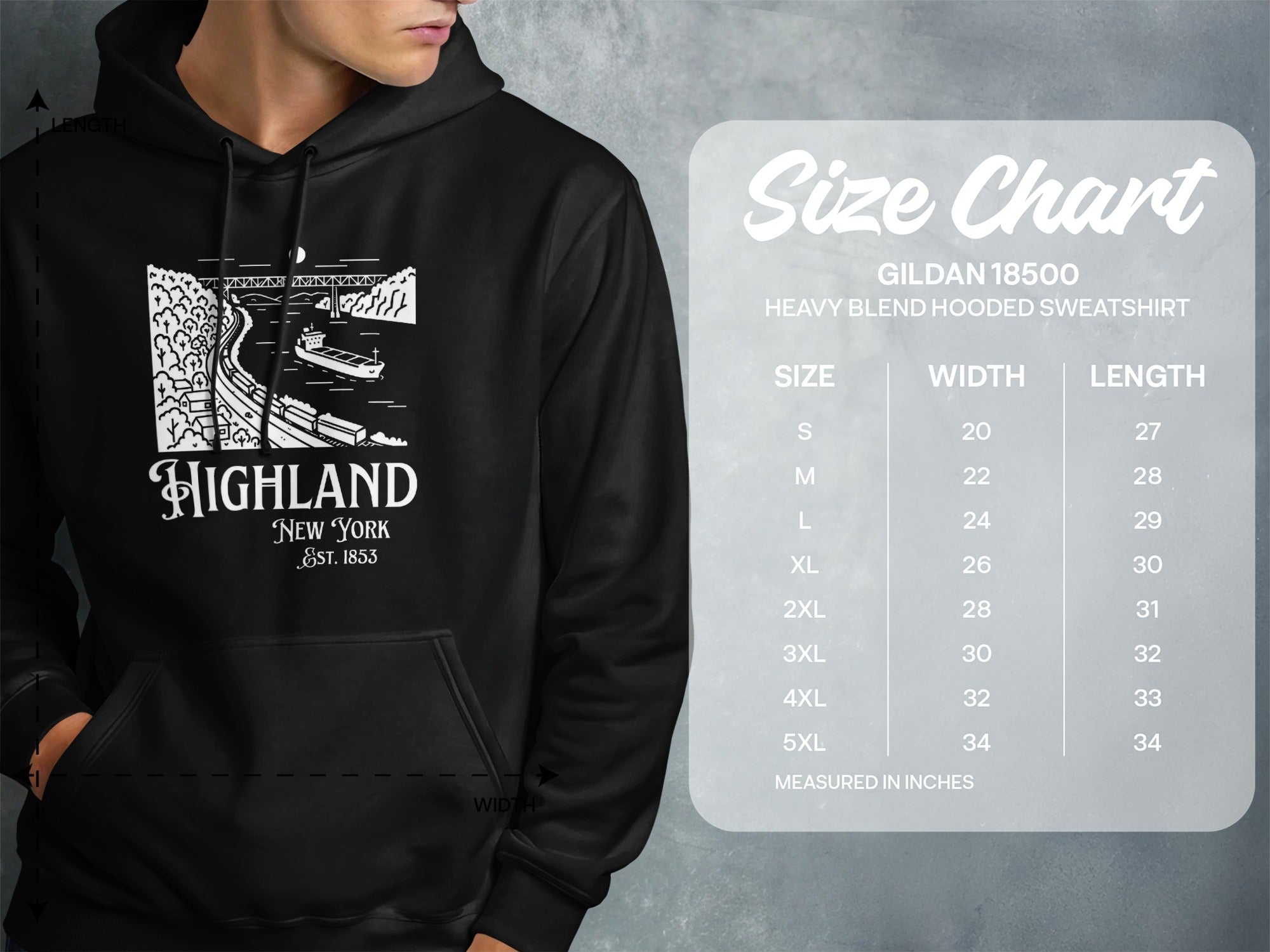 Highland New York Est 1853 Heavy Blend Hooded Sweatshirt