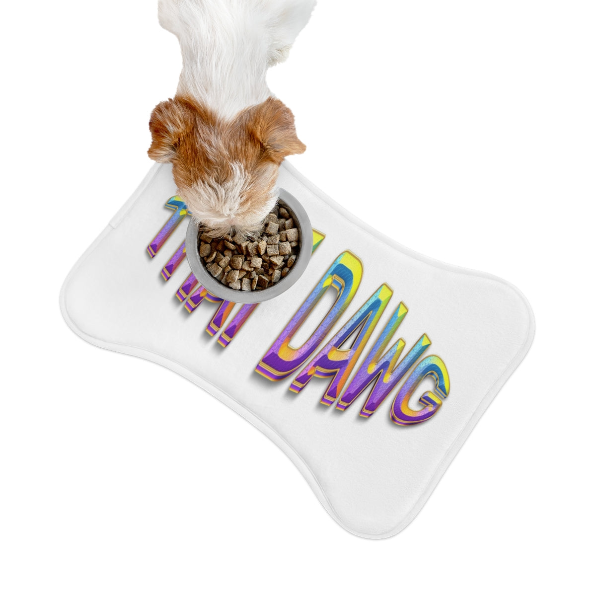 Trendy Fun Pet Feeder Mat with Colorful Timmy Dawg Design