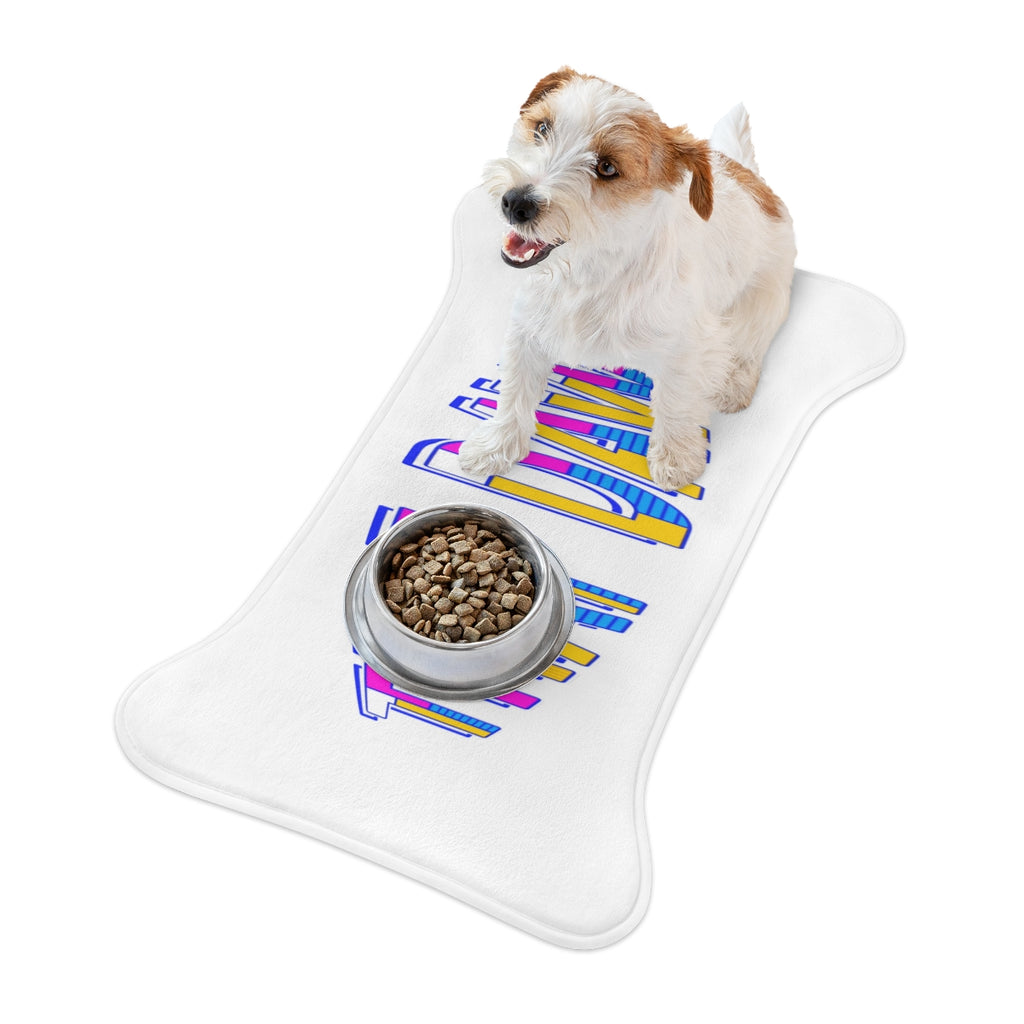 Colorful Bone Shaped Pet Mat with Feeding Bowls