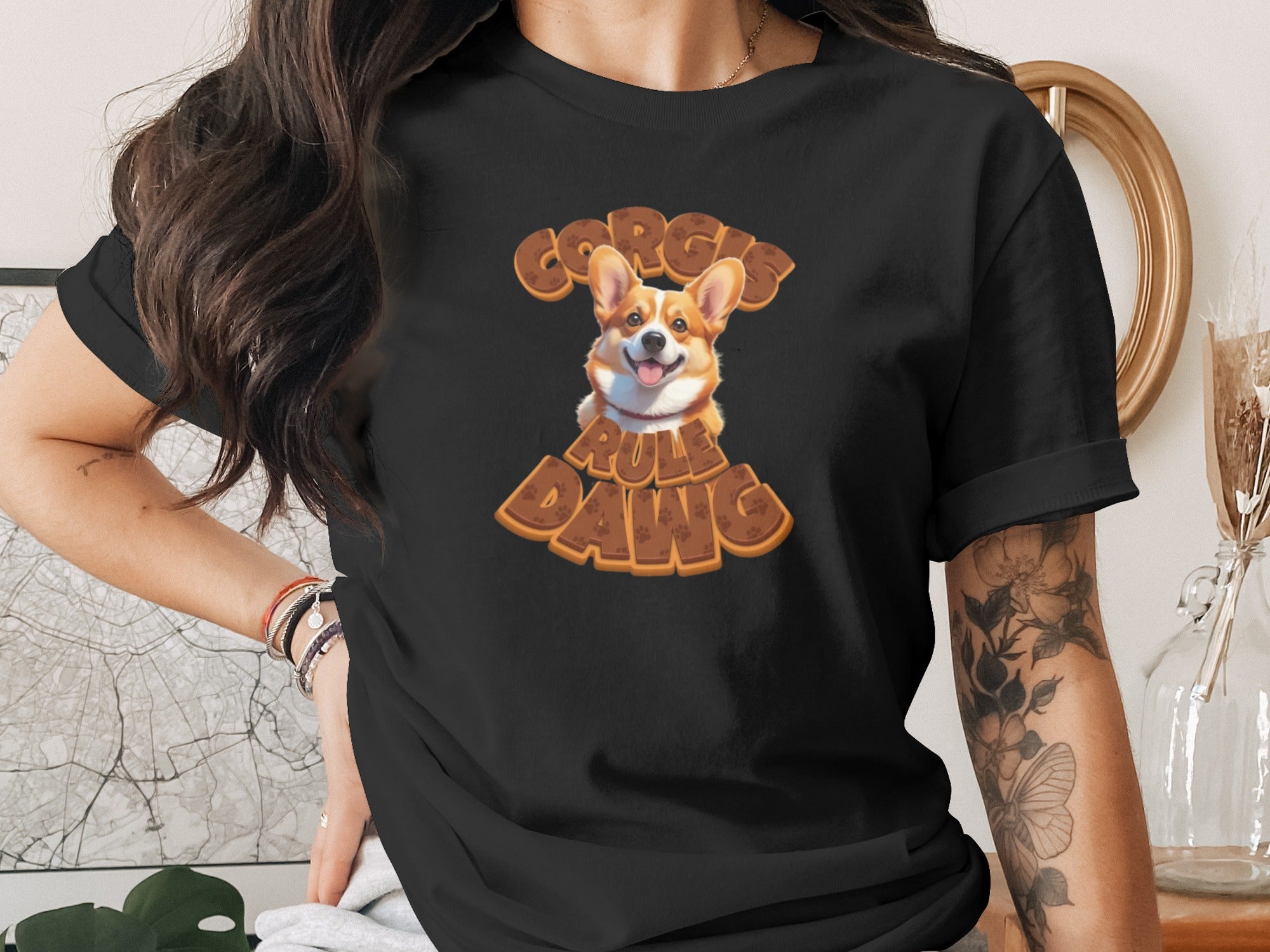 Corgi Rule Dawg Graphic Tee for Dog Enthusiasts
