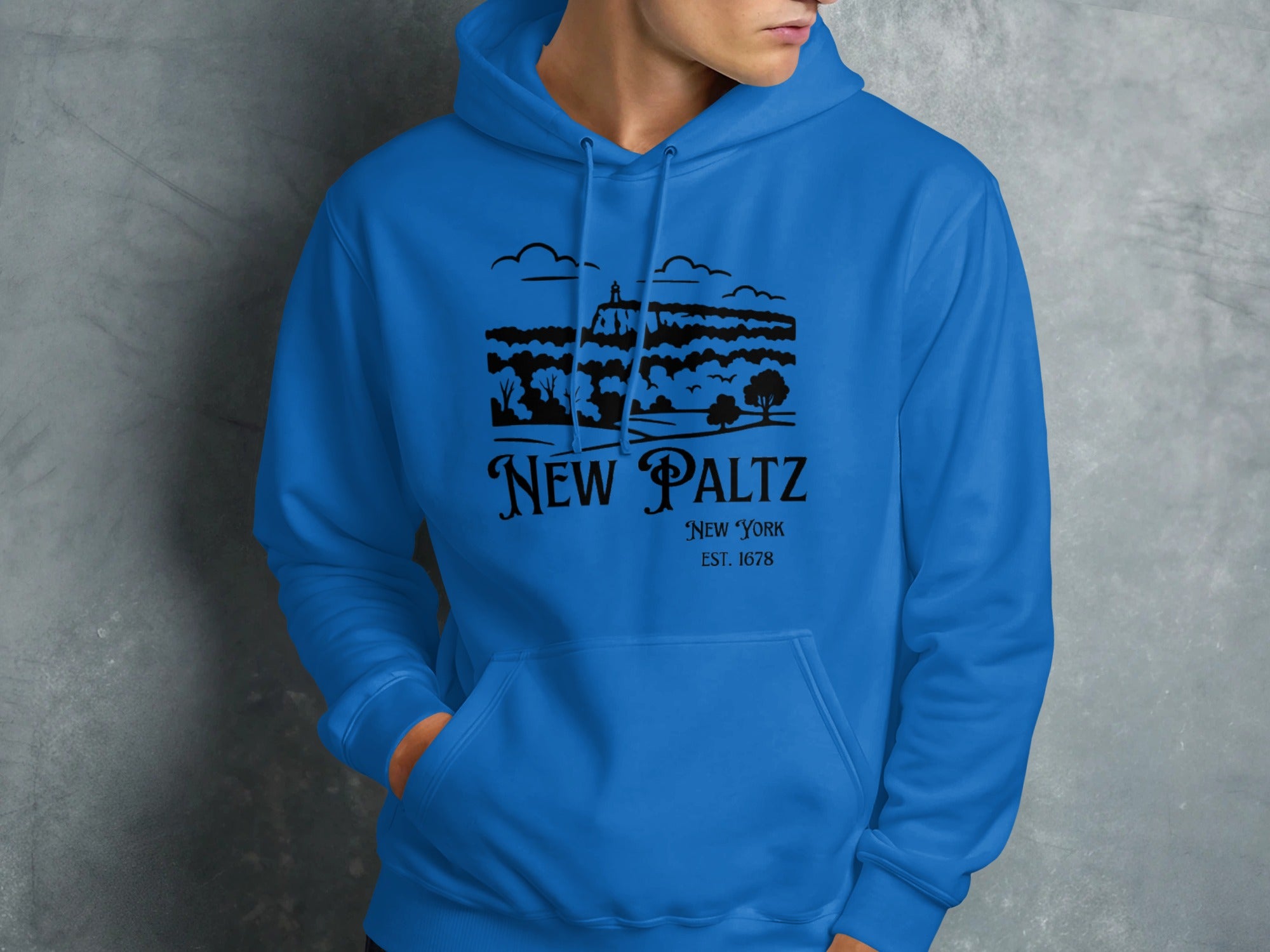 New Paltz New York Est 1678 Blue Hoodie