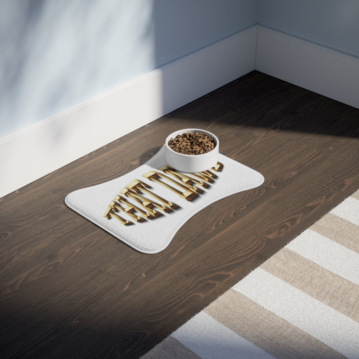 Modern Pet Feeding Mat with Bowl and Food Holder