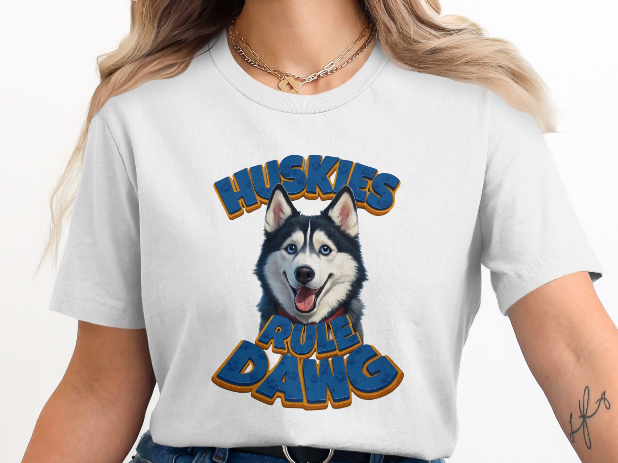 Huskies Rule Dawg Cartoon Siberian Husky T-Shirt