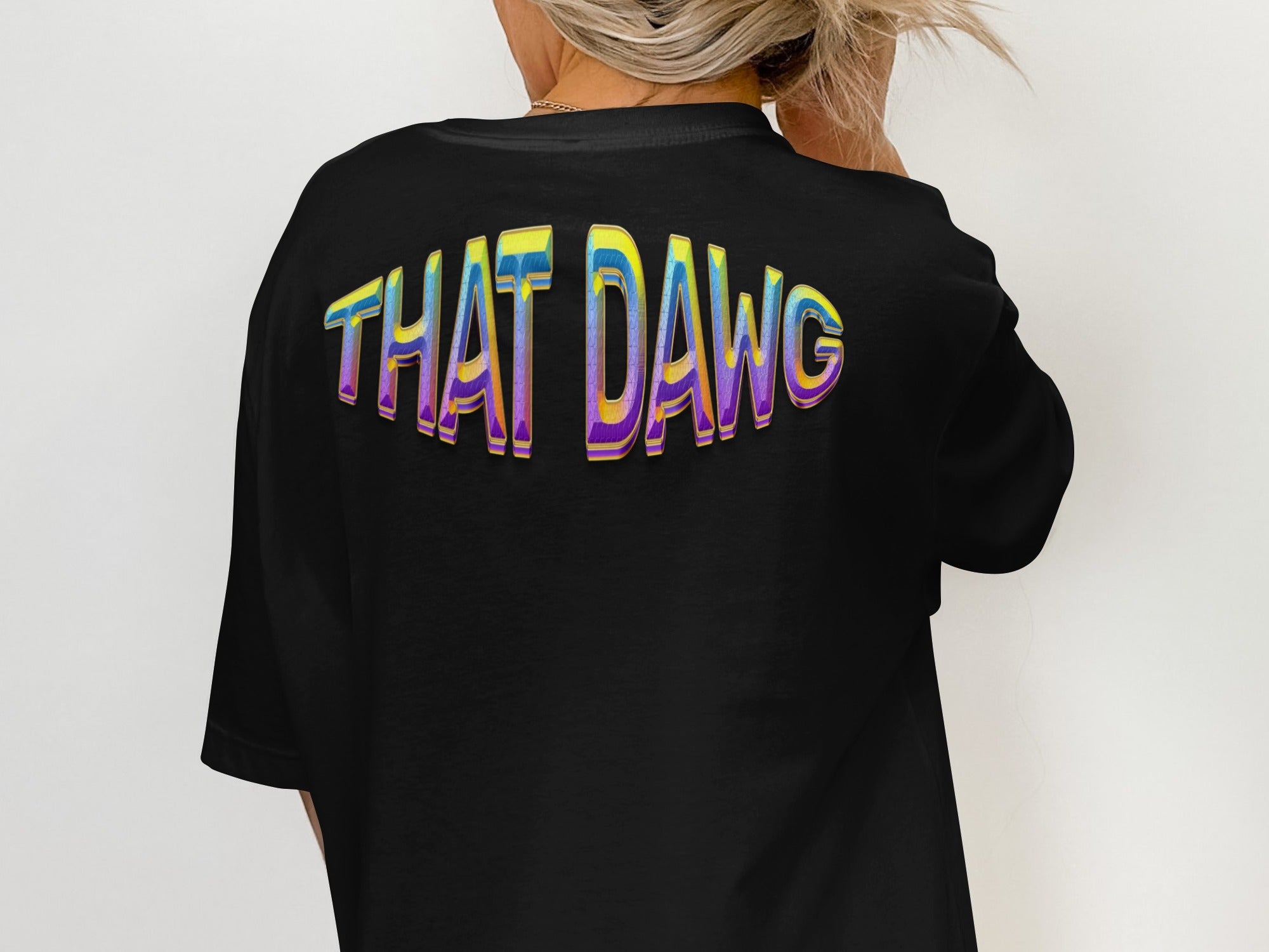 THAT DAWG Black Casual Oversized Graphic T-Shirt product