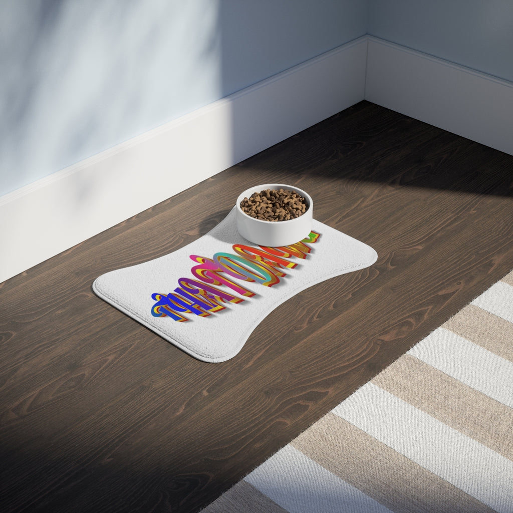 Colorful Woof Design Pet Food Placement Mat