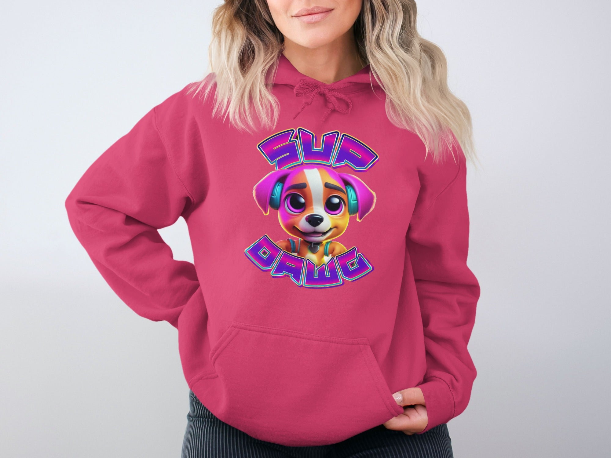 Cute Sup Dawg Cartoon Dog Face Hoodie product type