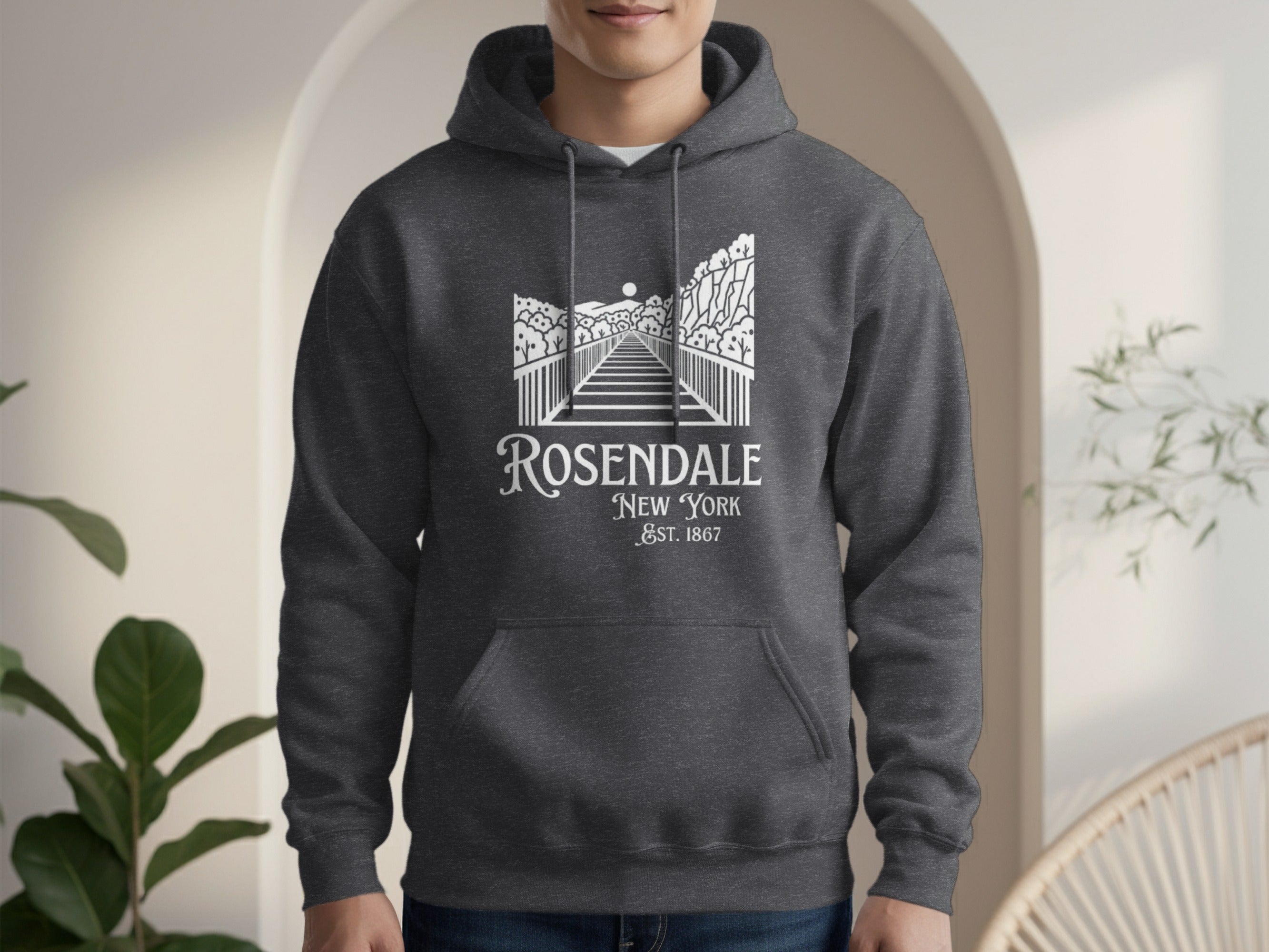 Rosendale New York Est 1687 Hoodie with Scenic Design