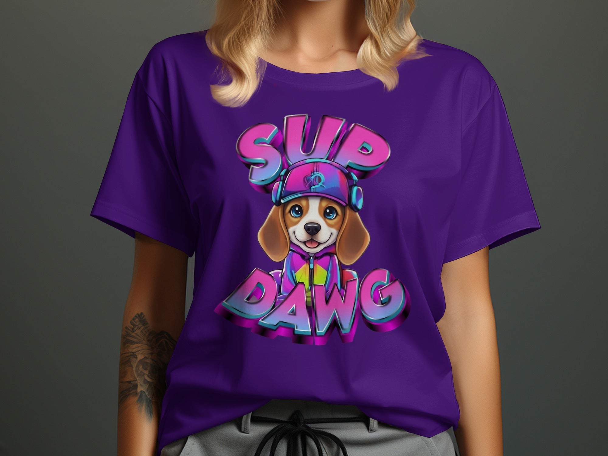 Sup Dawg Graphic Print Purple T-Shirt product