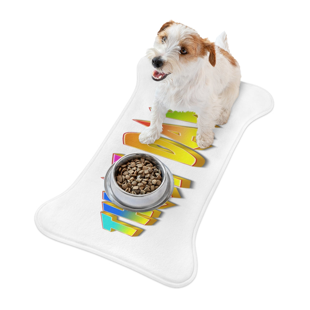 Vibrant Dog Bone Shaped Pet Mat with Dog Image Design