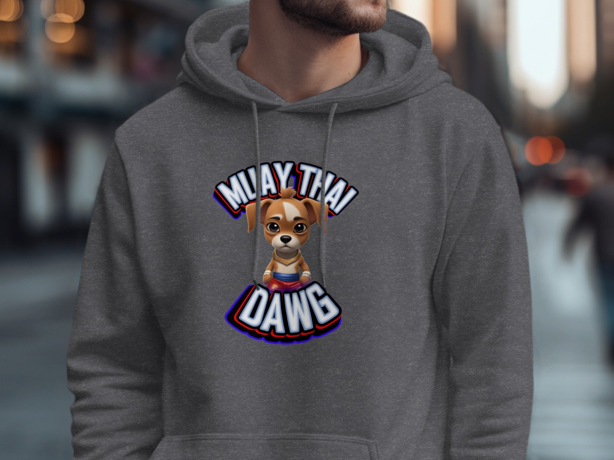 Muay Thai Dawg Graphic Hoodie for Casual Streetwear