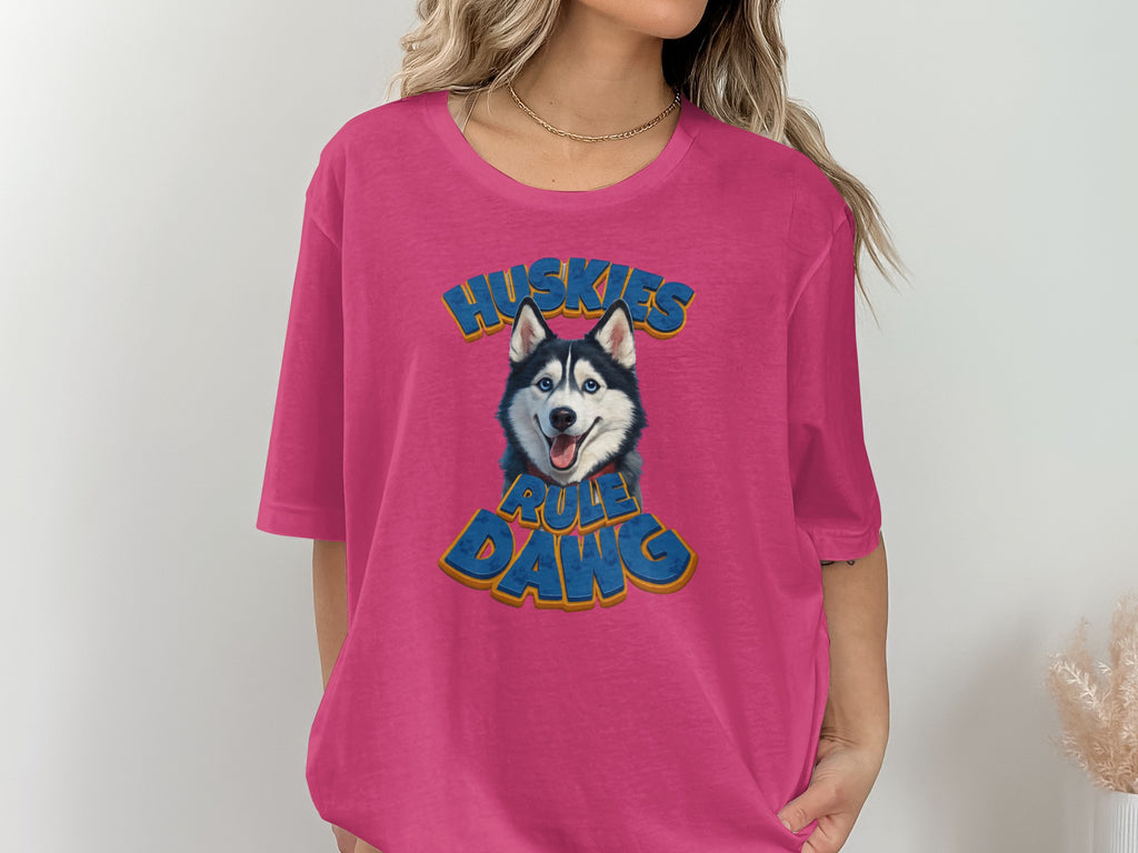 Huskies Rule Dawg Graphic Tee with Fun Husky Design